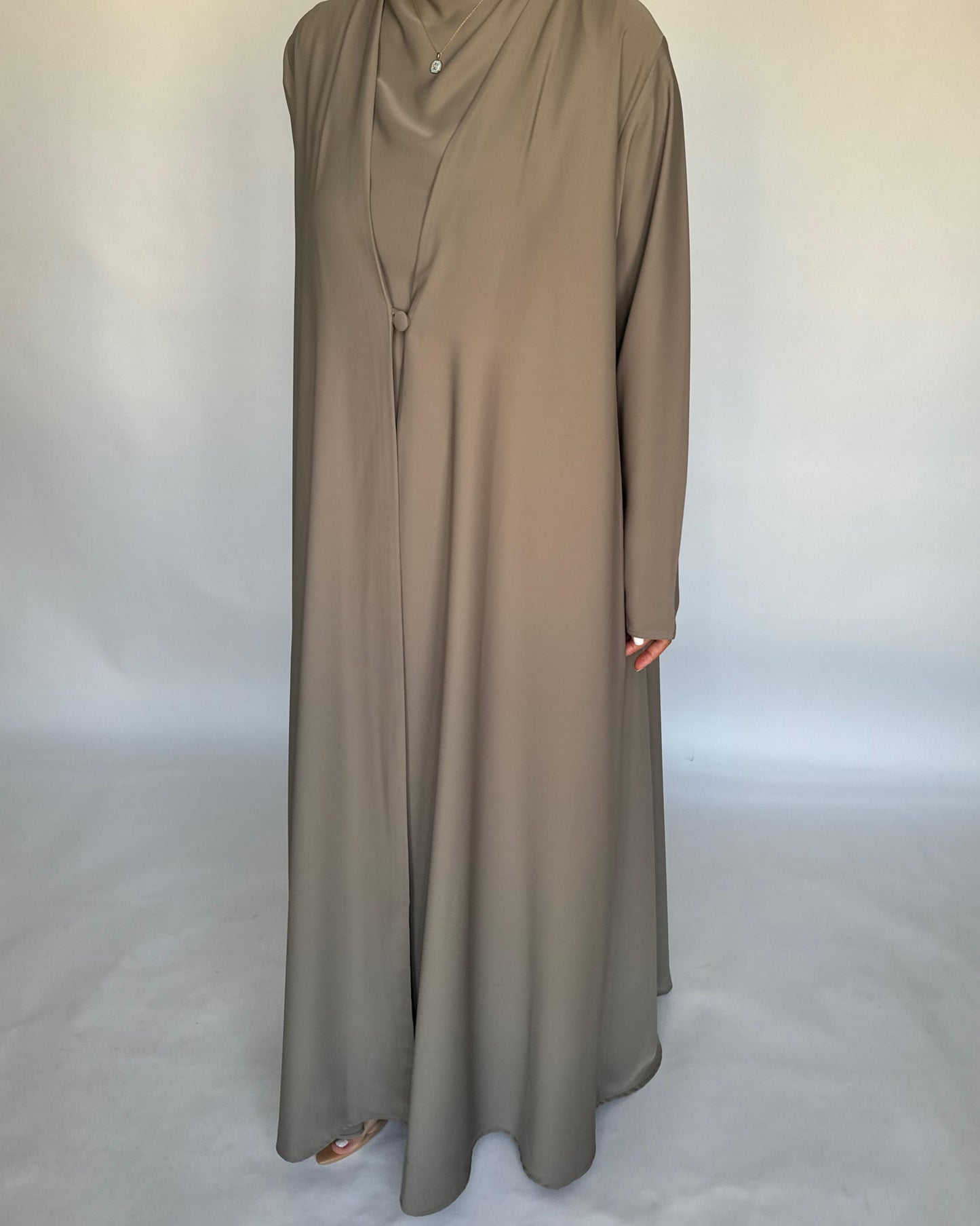A414 - Khaki Daily Summery Abaya, Dress & Shaila