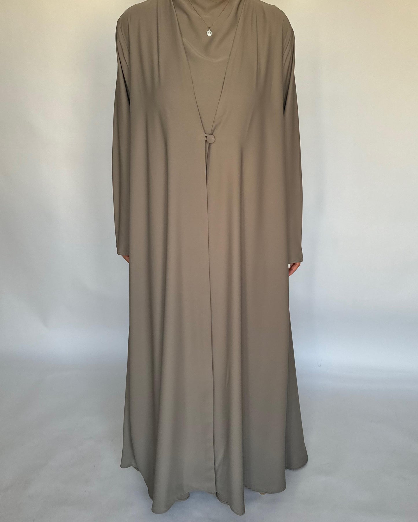 A414 - Khaki Daily Summery Abaya, Dress & Shaila