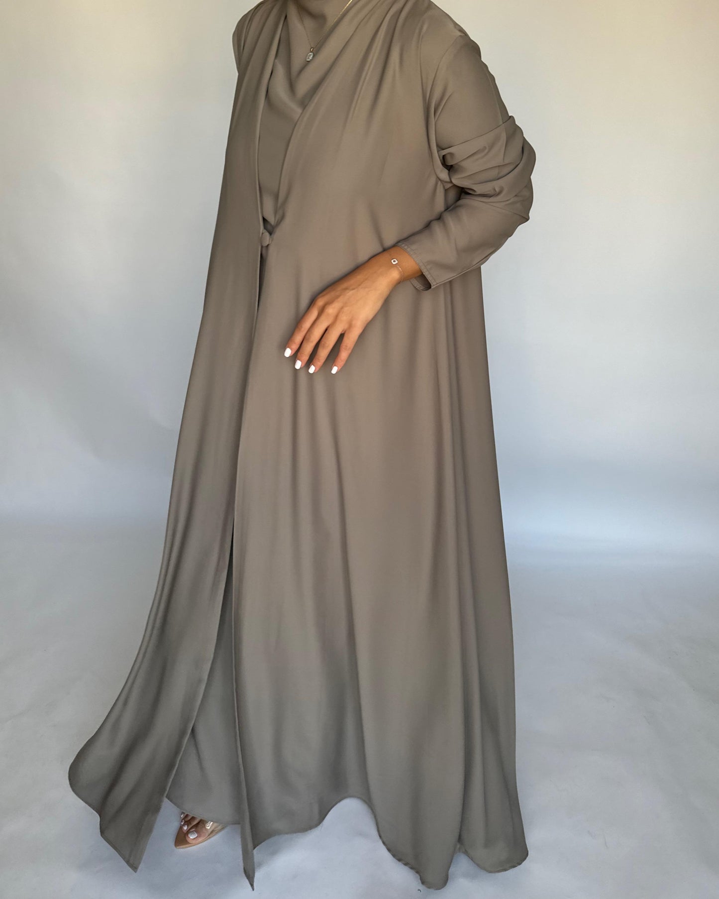 A414 - Khaki Daily Summery Abaya, Dress & Shaila