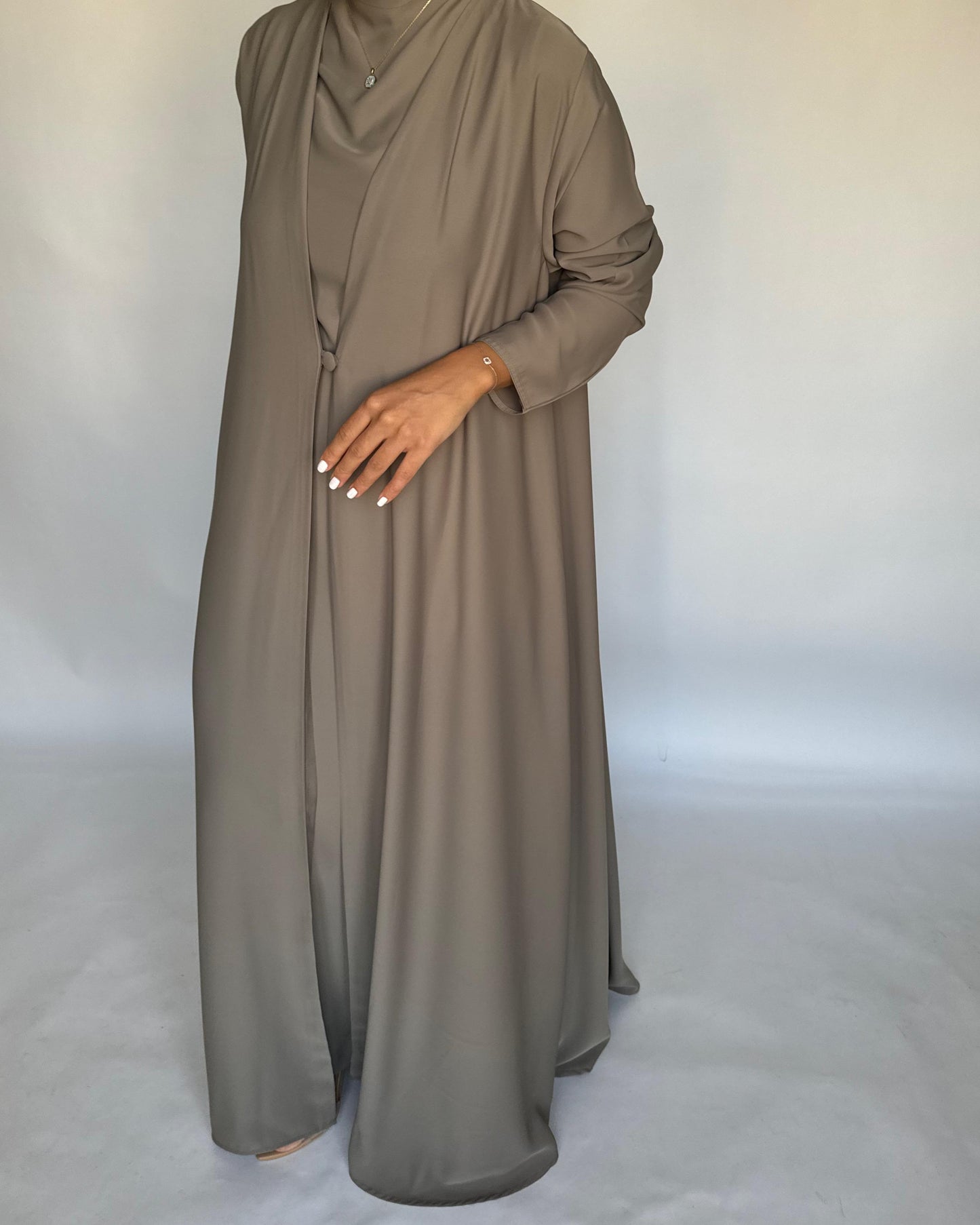 A414 - Khaki Daily Summery Abaya, Dress & Shaila
