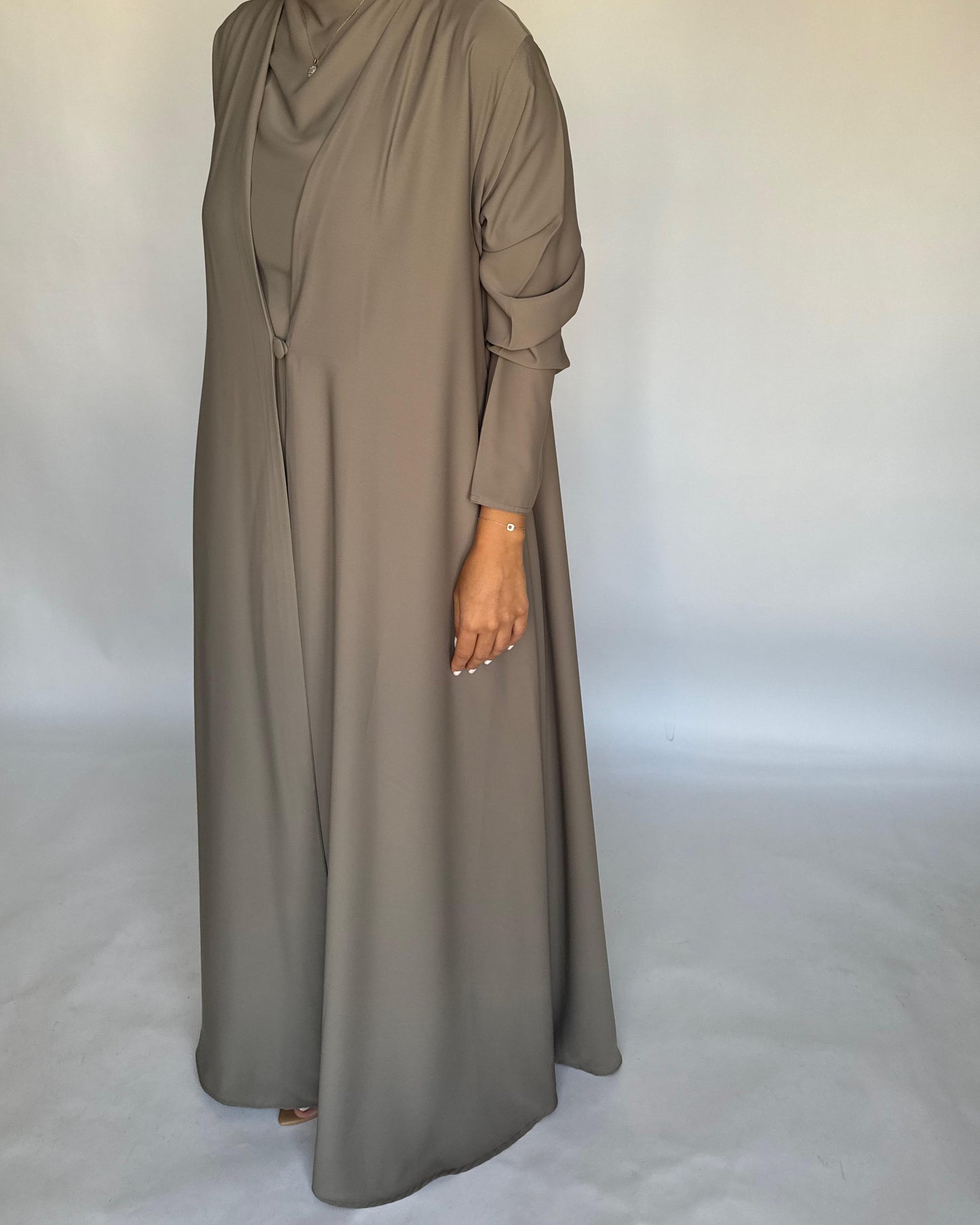 A414 - Khaki Daily Summery Abaya, Dress & Shaila