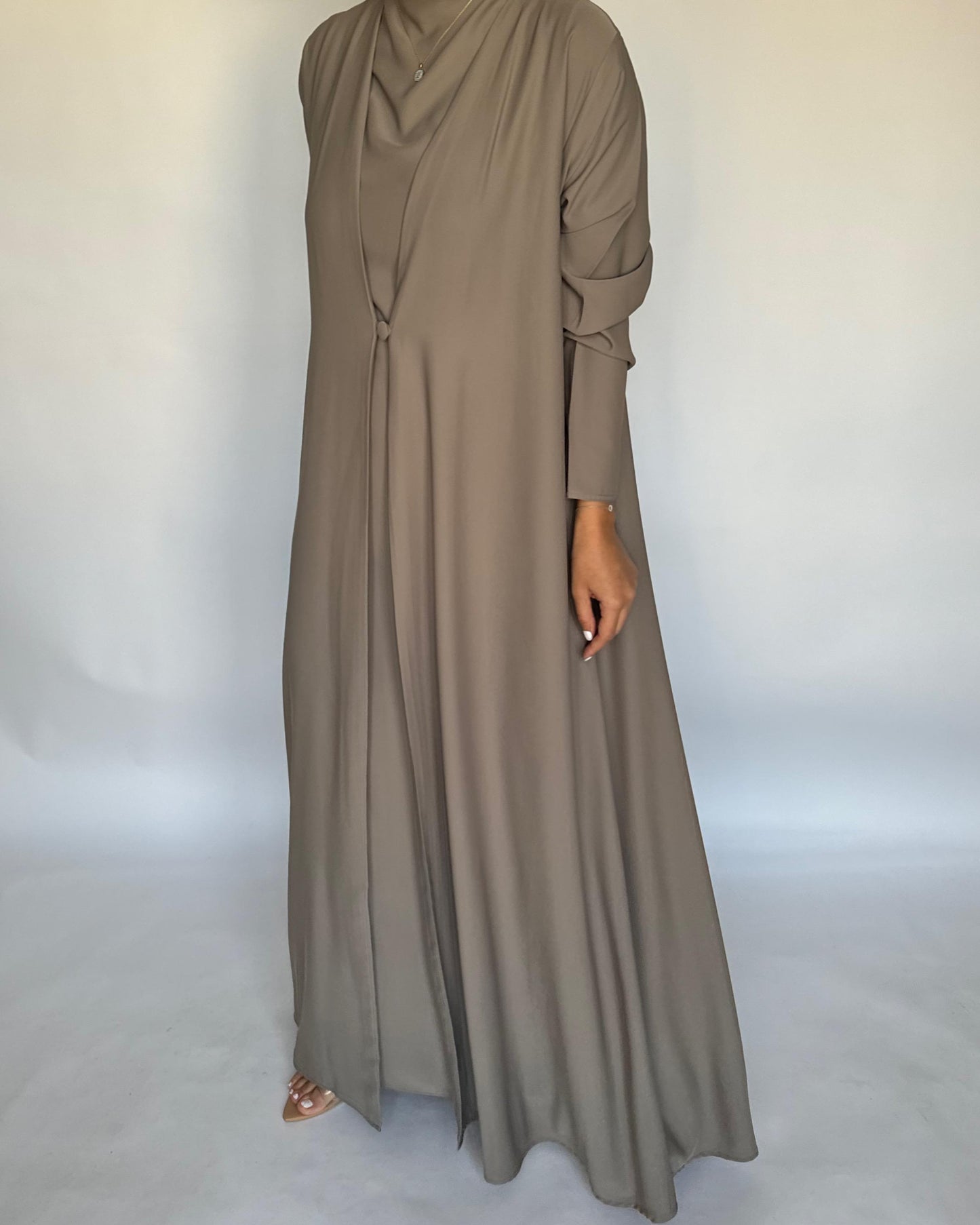A414 - Khaki Daily Summery Abaya, Dress & Shaila