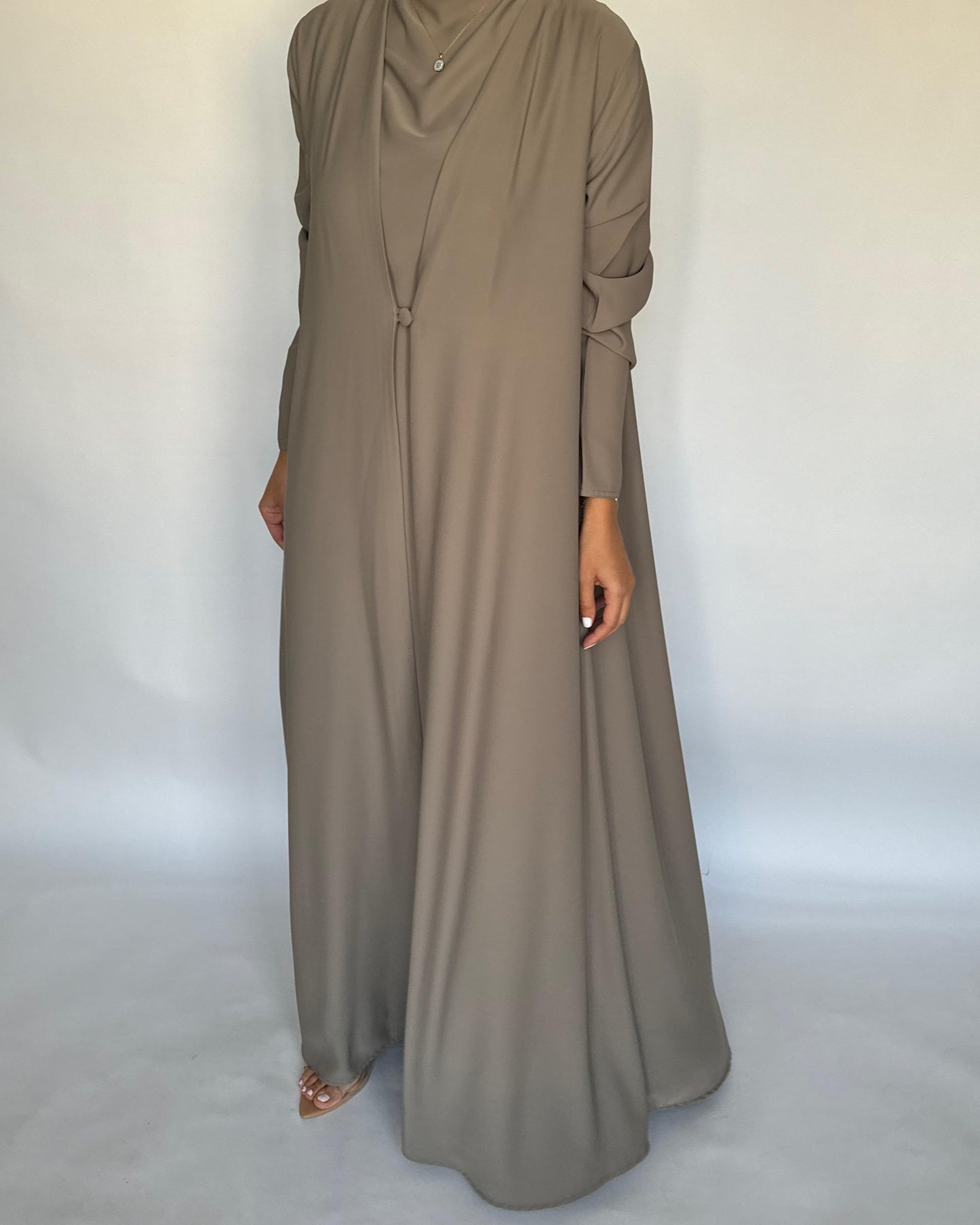 A414 - Khaki Daily Summery Abaya, Dress & Shaila