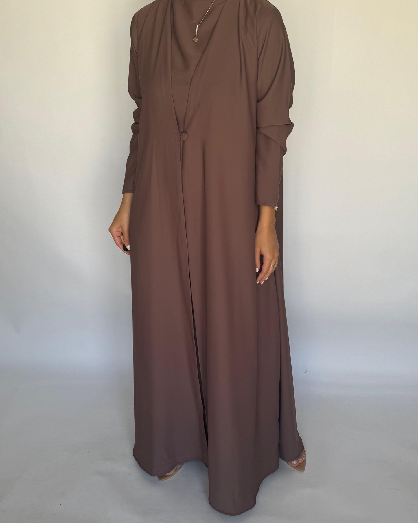 A413 - Brown Daily Summery Abaya, Dress & Shaila