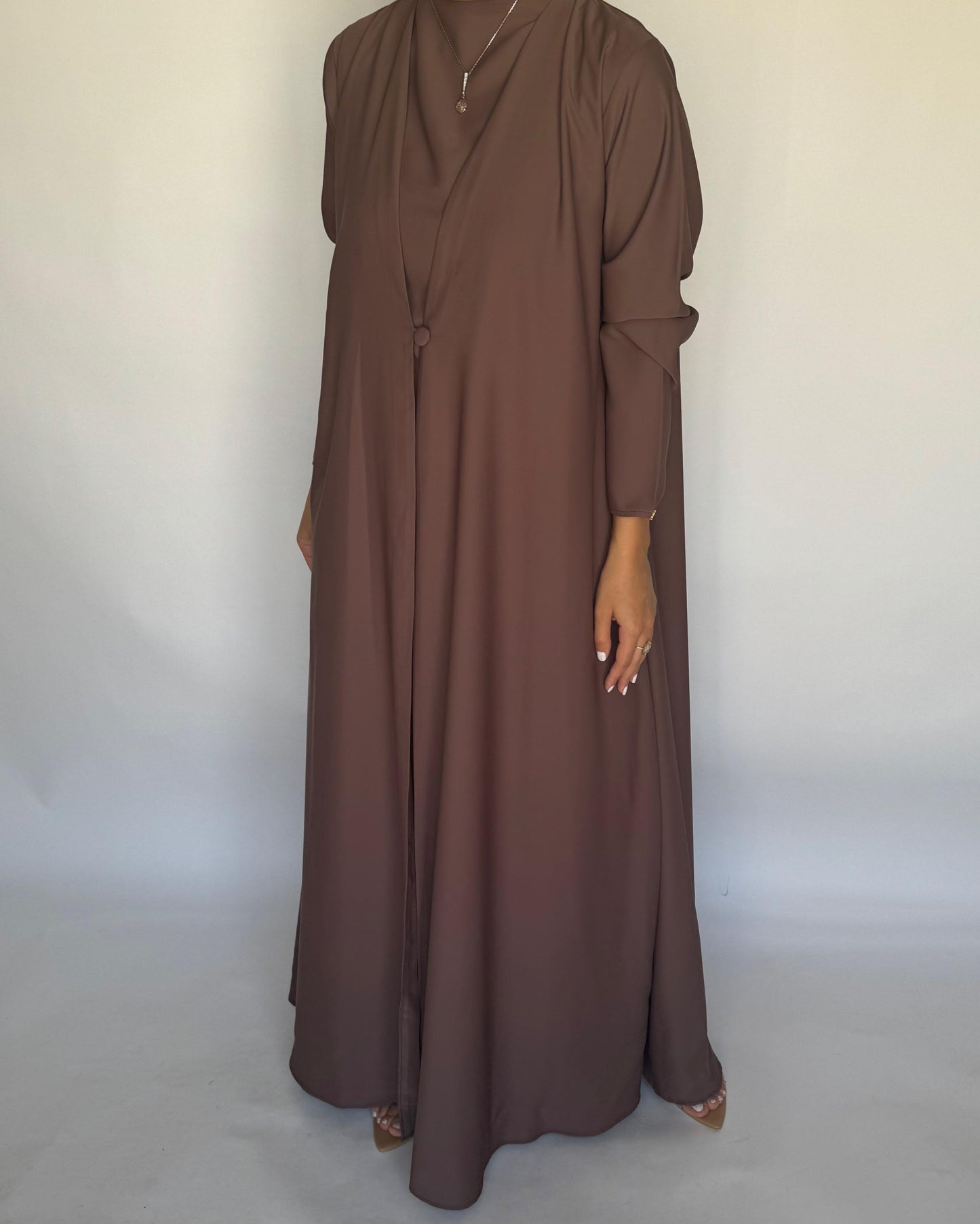 A413 - Brown Daily Summery Abaya, Dress & Shaila