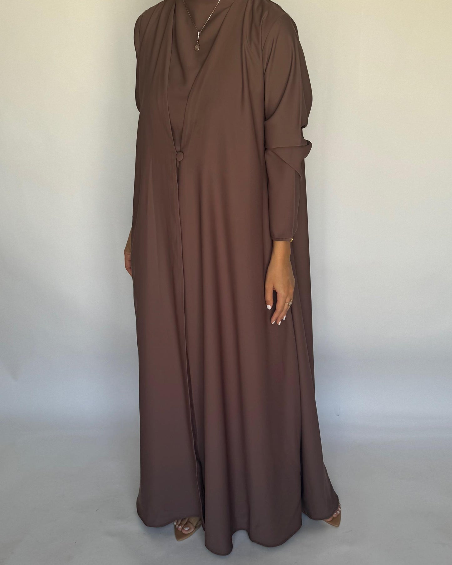 A413 - Brown Daily Summery Abaya, Dress & Shaila
