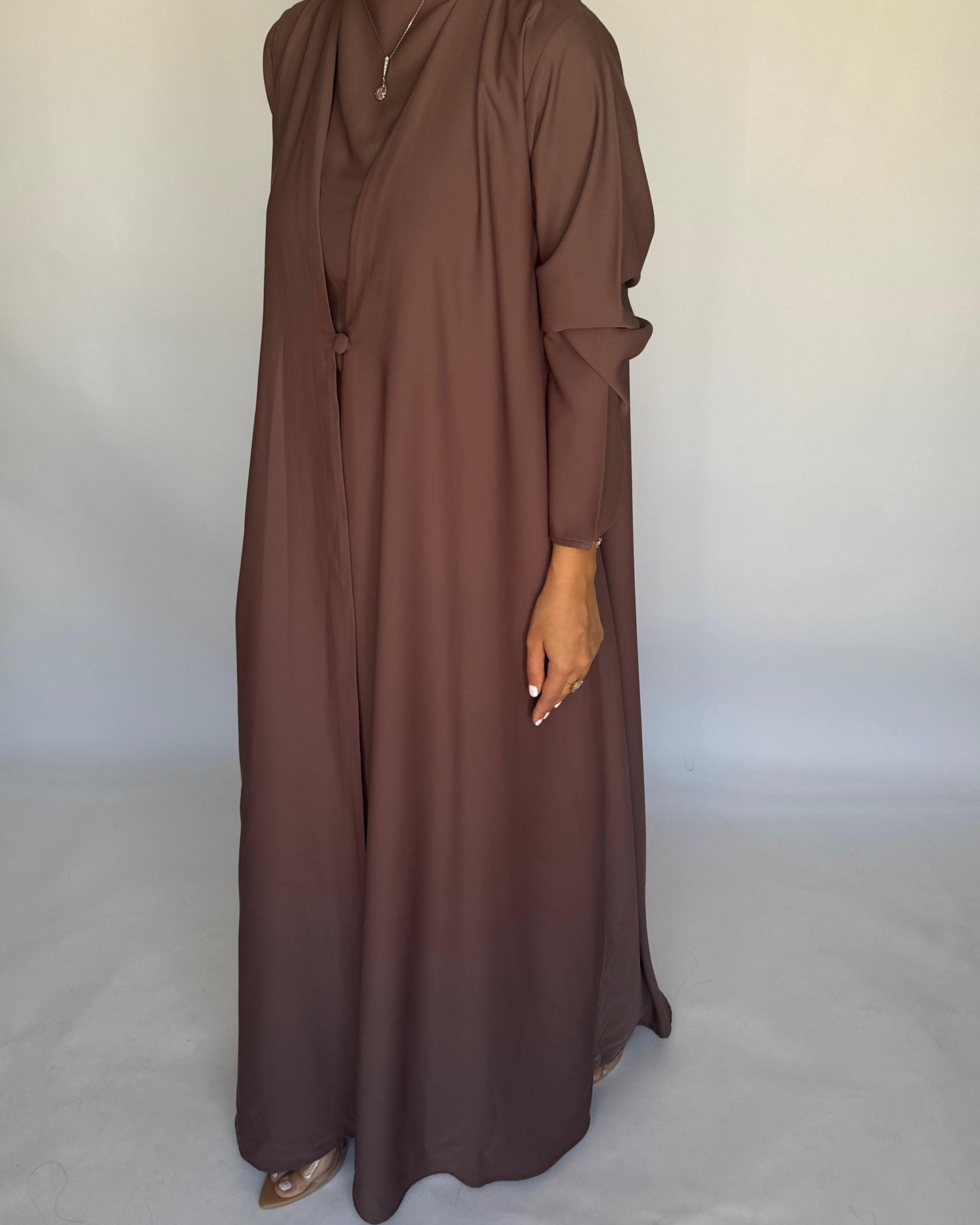 A413 - Brown Daily Summery Abaya, Dress & Shaila