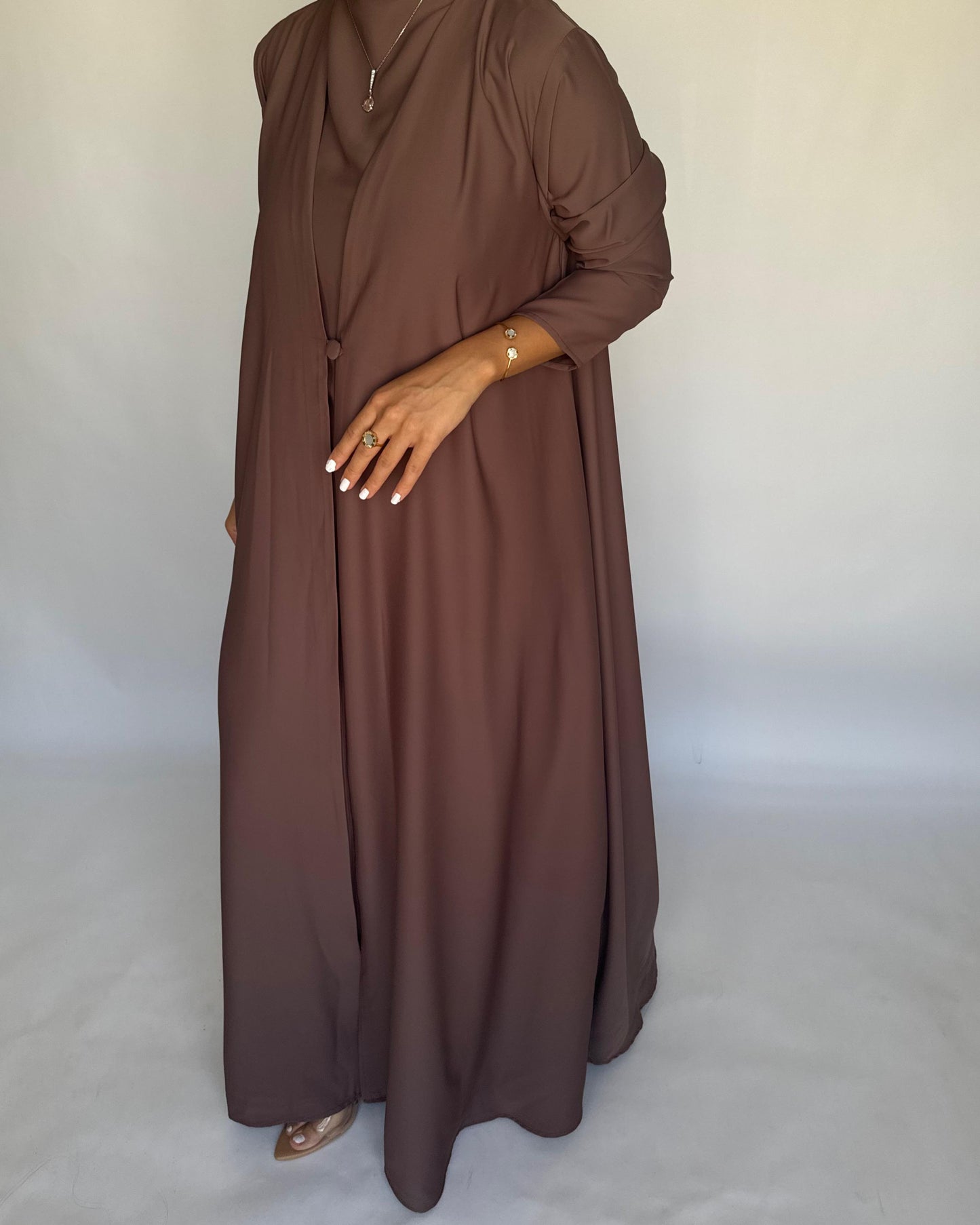 A413 - Brown Daily Summery Abaya, Dress & Shaila