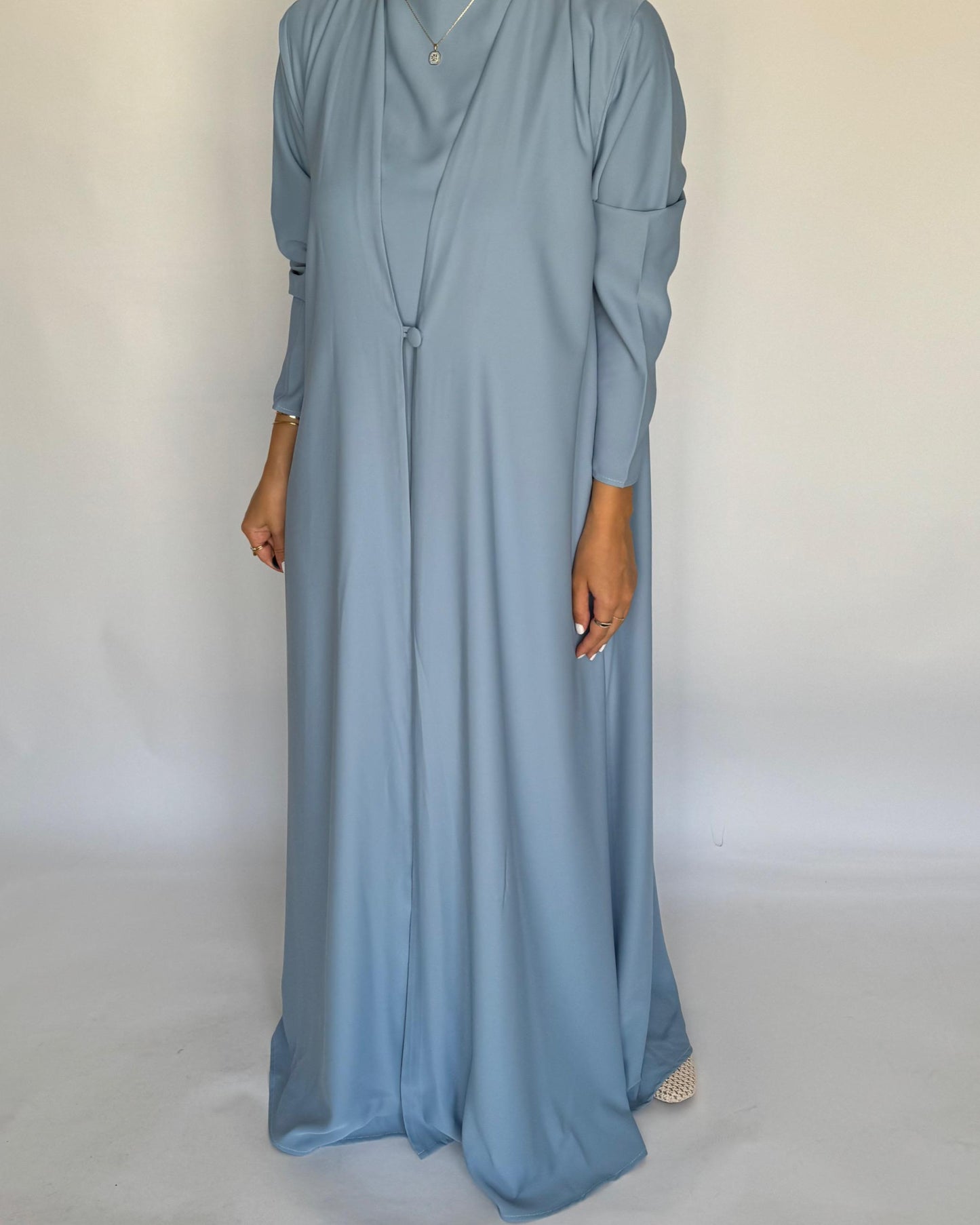 A411 - Baby Blue Daily Summery Abaya, Dress & Shaila