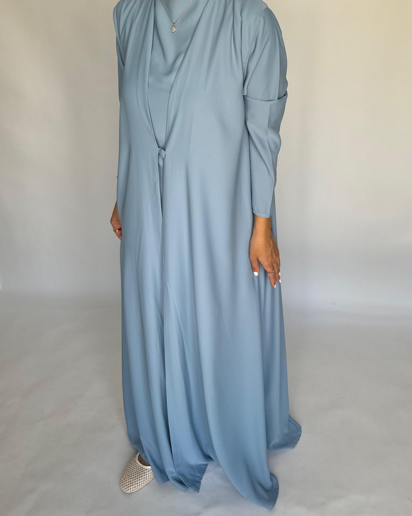 A411 - Baby Blue Daily Summery Abaya, Dress & Shaila