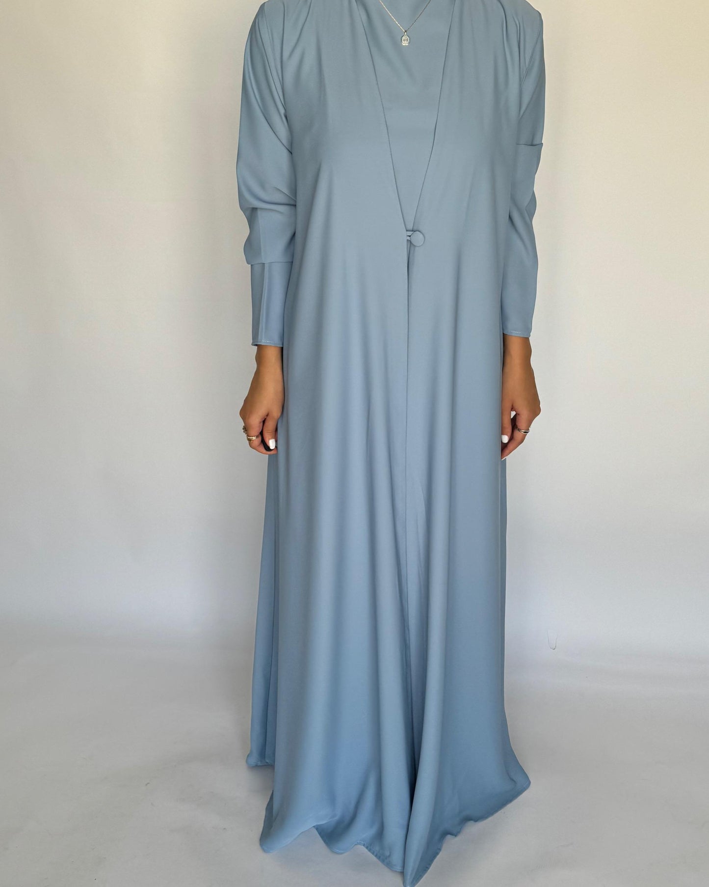 A411 - Baby Blue Daily Summery Abaya, Dress & Shaila