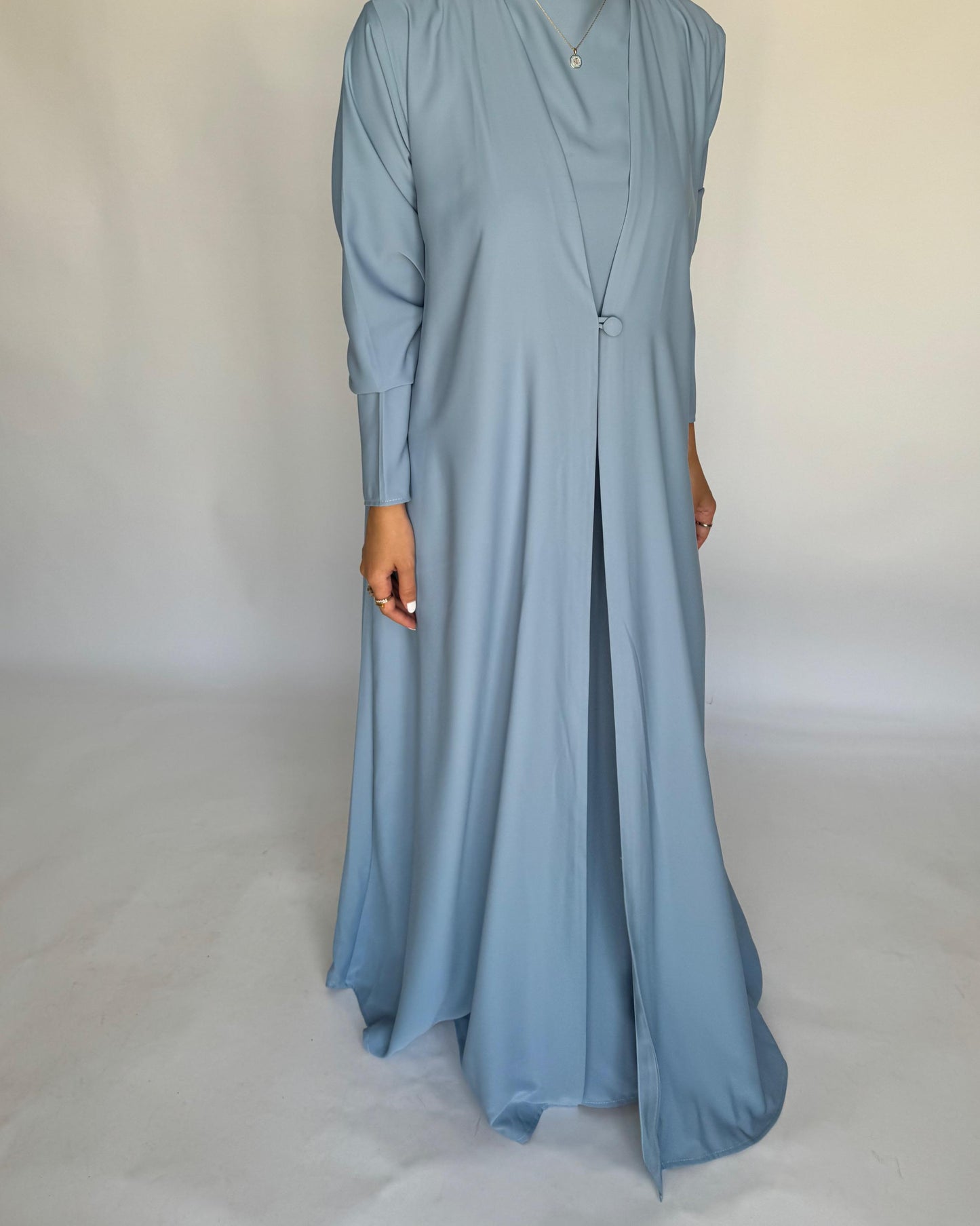 A411 - Baby Blue Daily Summery Abaya, Dress & Shaila