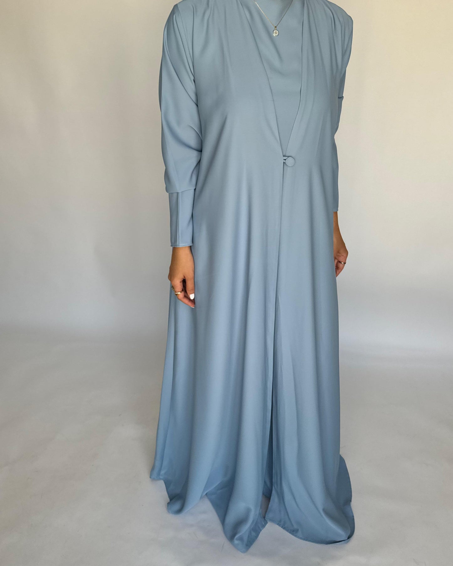 A411 - Baby Blue Daily Summery Abaya, Dress & Shaila