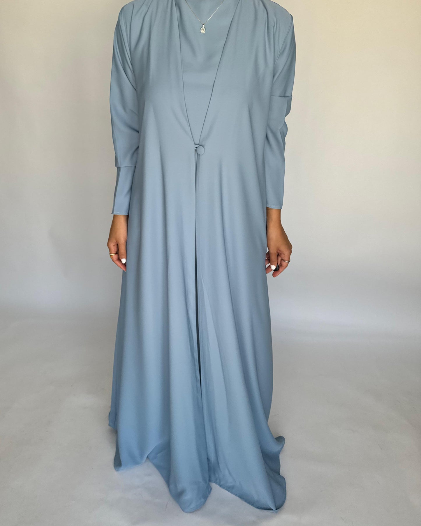 A411 - Baby Blue Daily Summery Abaya, Dress & Shaila