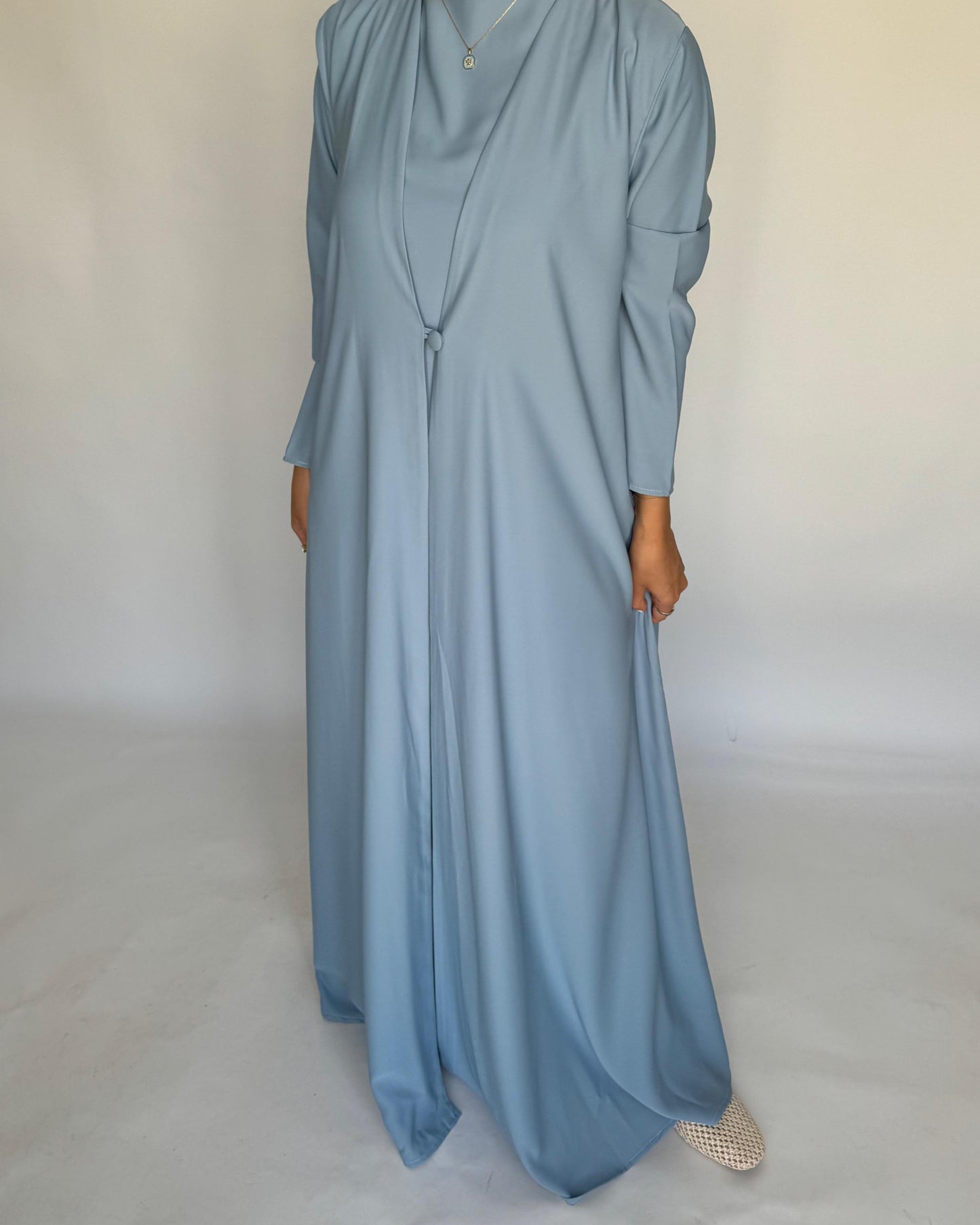 A411 - Baby Blue Daily Summery Abaya, Dress & Shaila