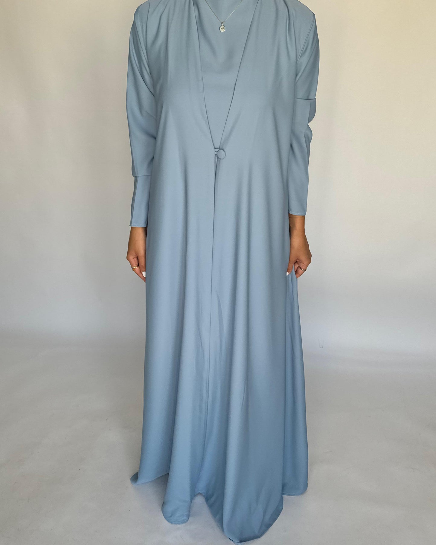 A411 - Baby Blue Daily Summery Abaya, Dress & Shaila