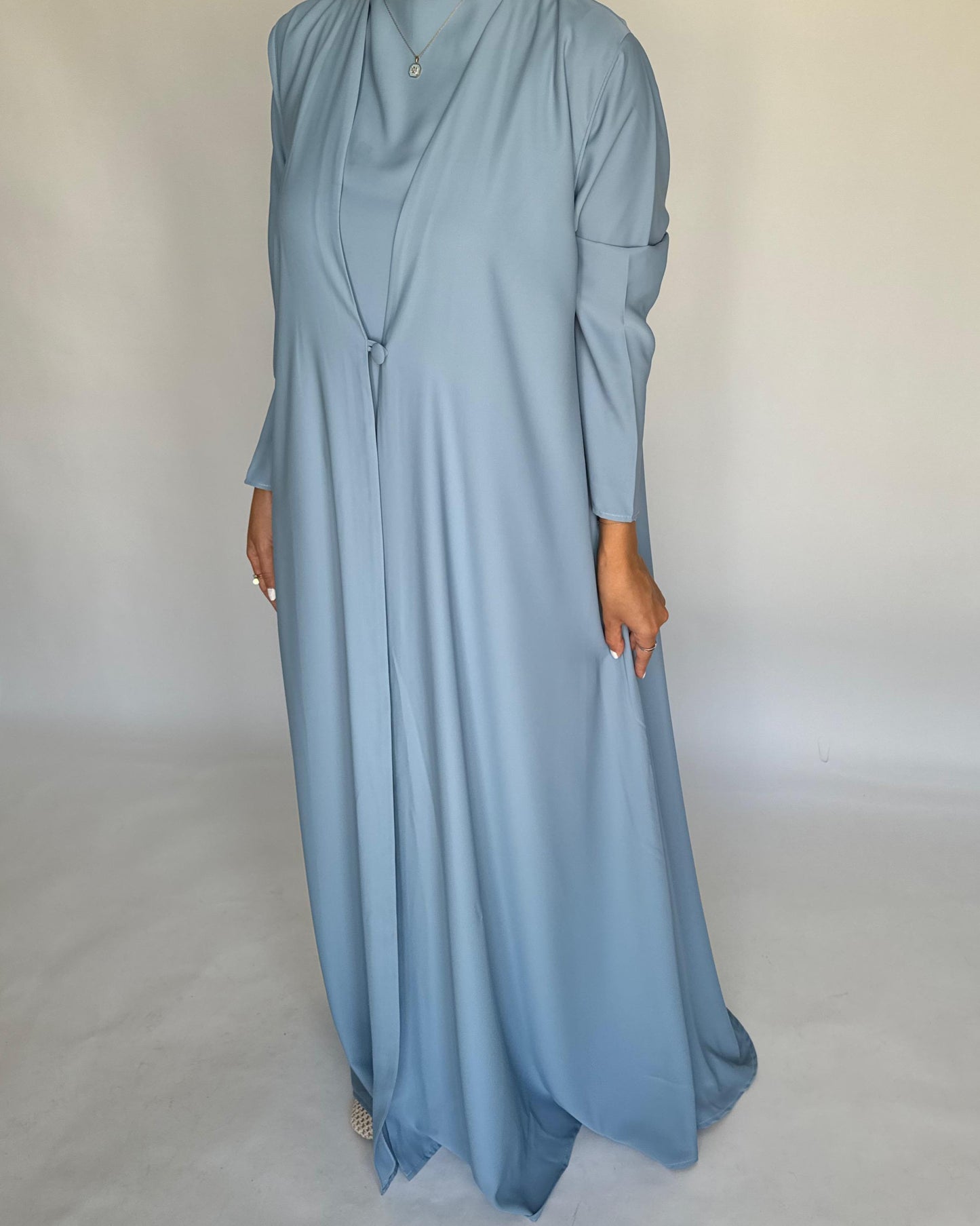 A411 - Baby Blue Daily Summery Abaya, Dress & Shaila
