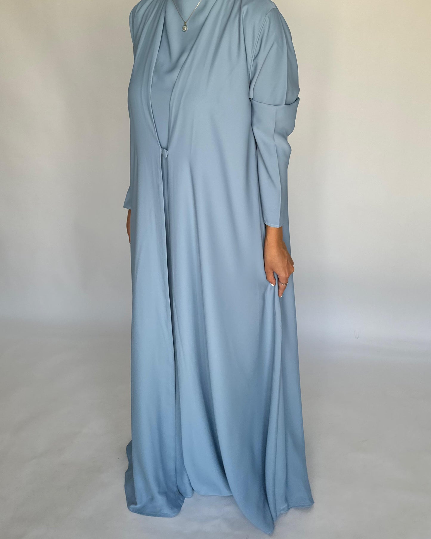 A411 - Baby Blue Daily Summery Abaya, Dress & Shaila
