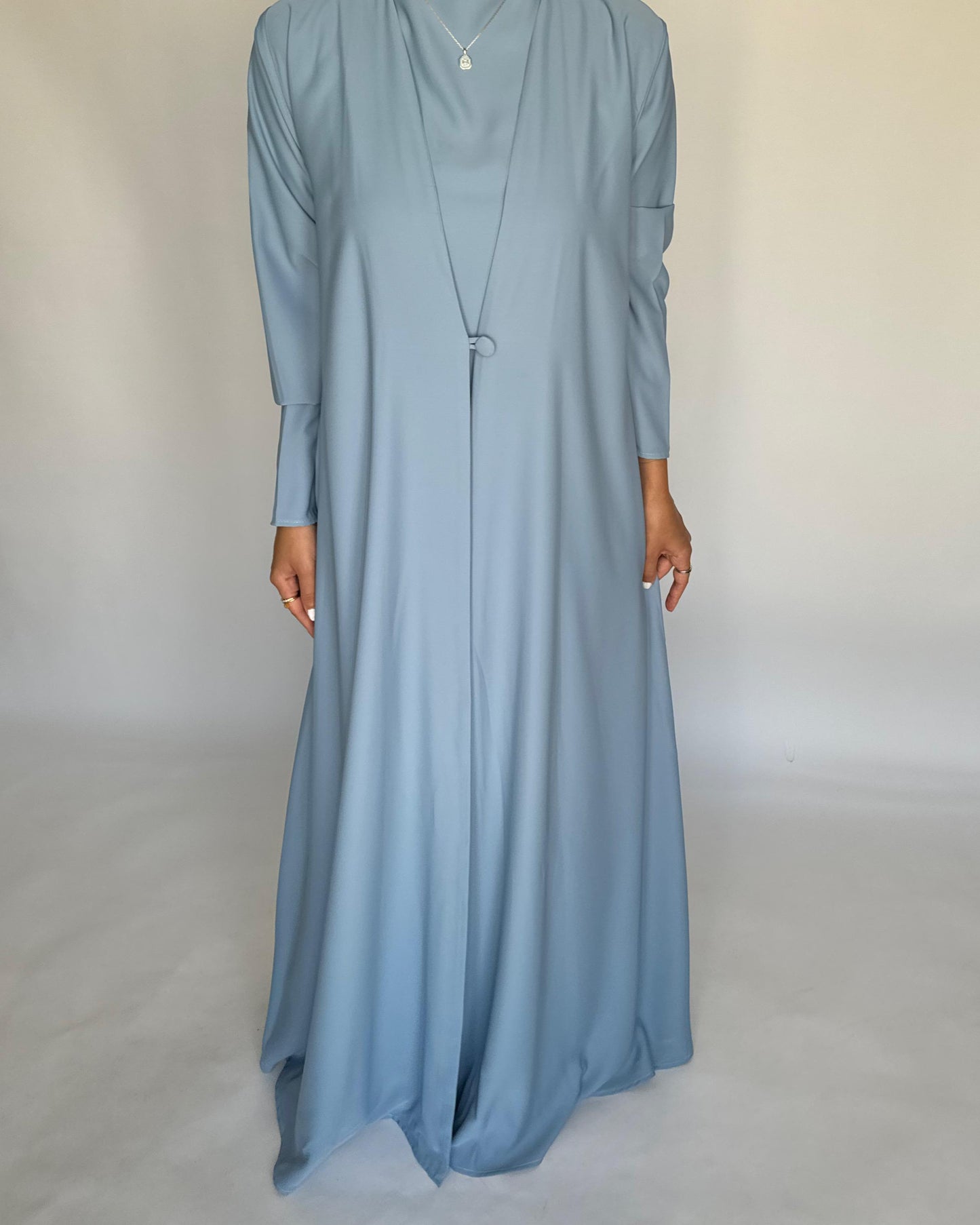 A411 - Baby Blue Daily Summery Abaya, Dress & Shaila