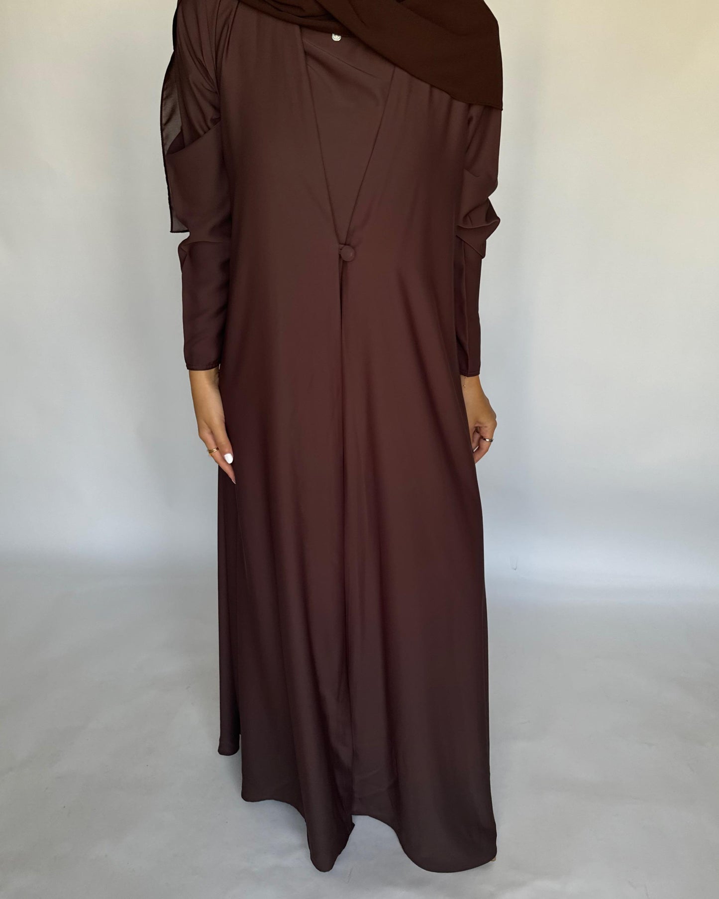 A407 - Chocolate Brown Daily Summery Abaya, Dress & Shaila