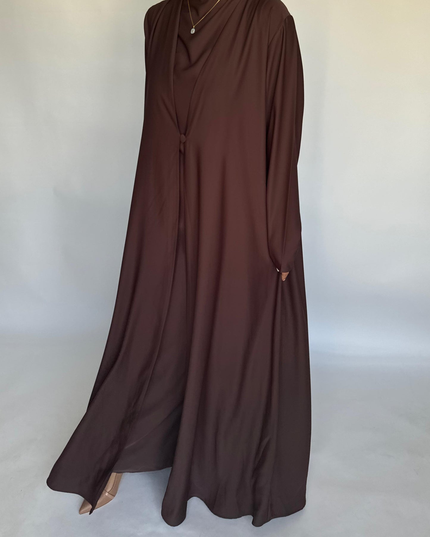 A407 - Chocolate Brown Daily Summery Abaya, Dress & Shaila