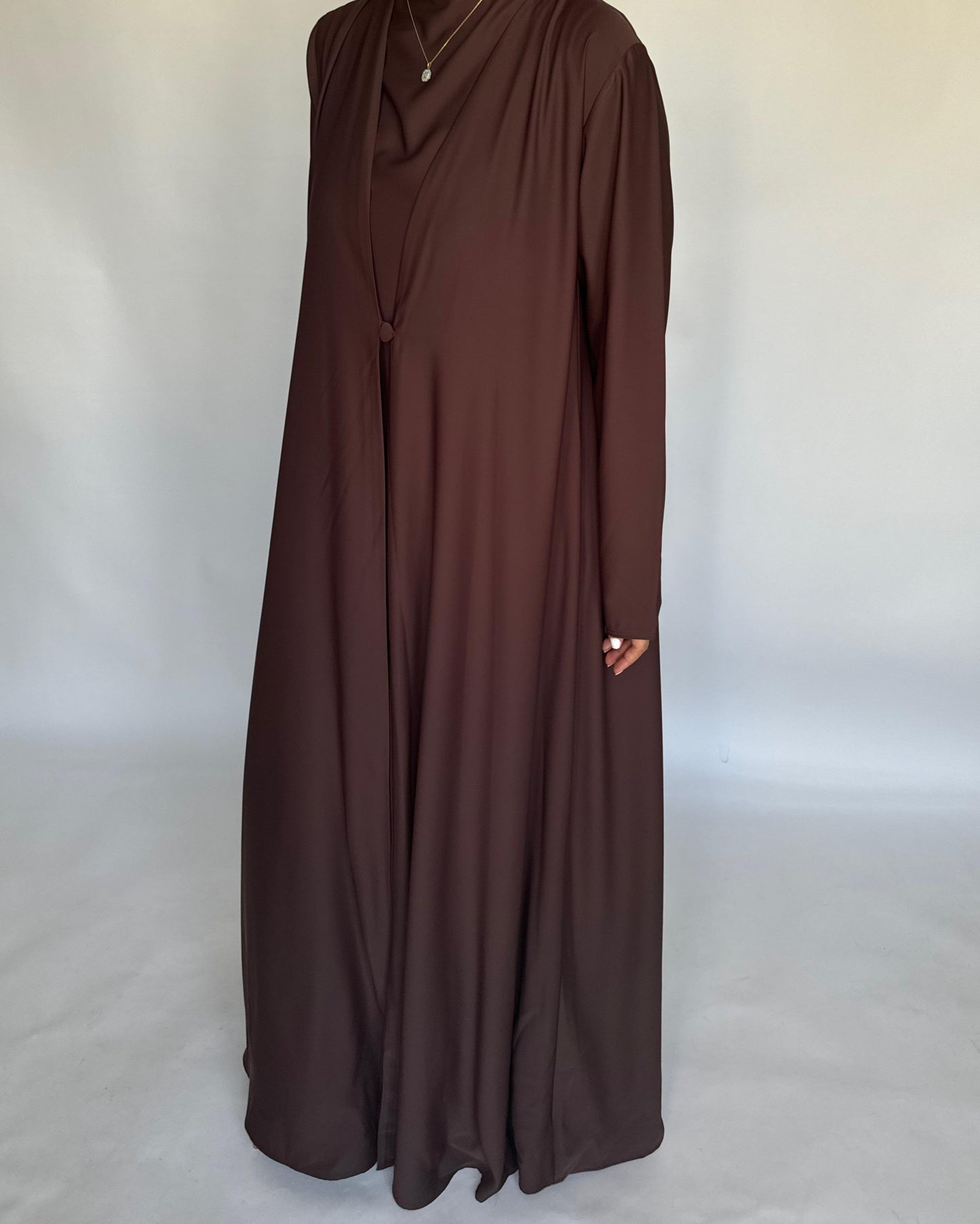 A407 - Chocolate Brown Daily Summery Abaya, Dress & Shaila