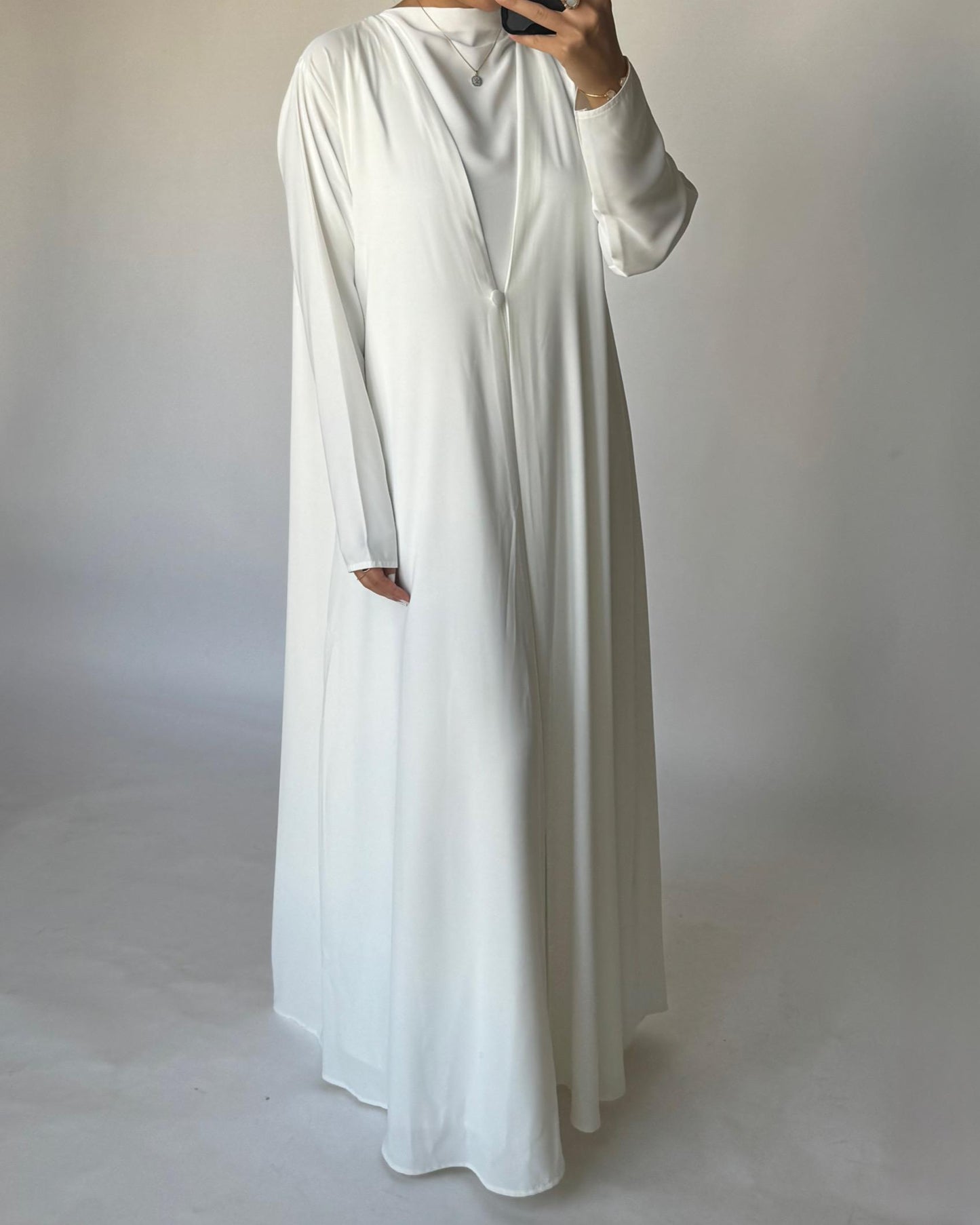 A409 - Off-White Daily Summery Abaya, Dress & Shaila