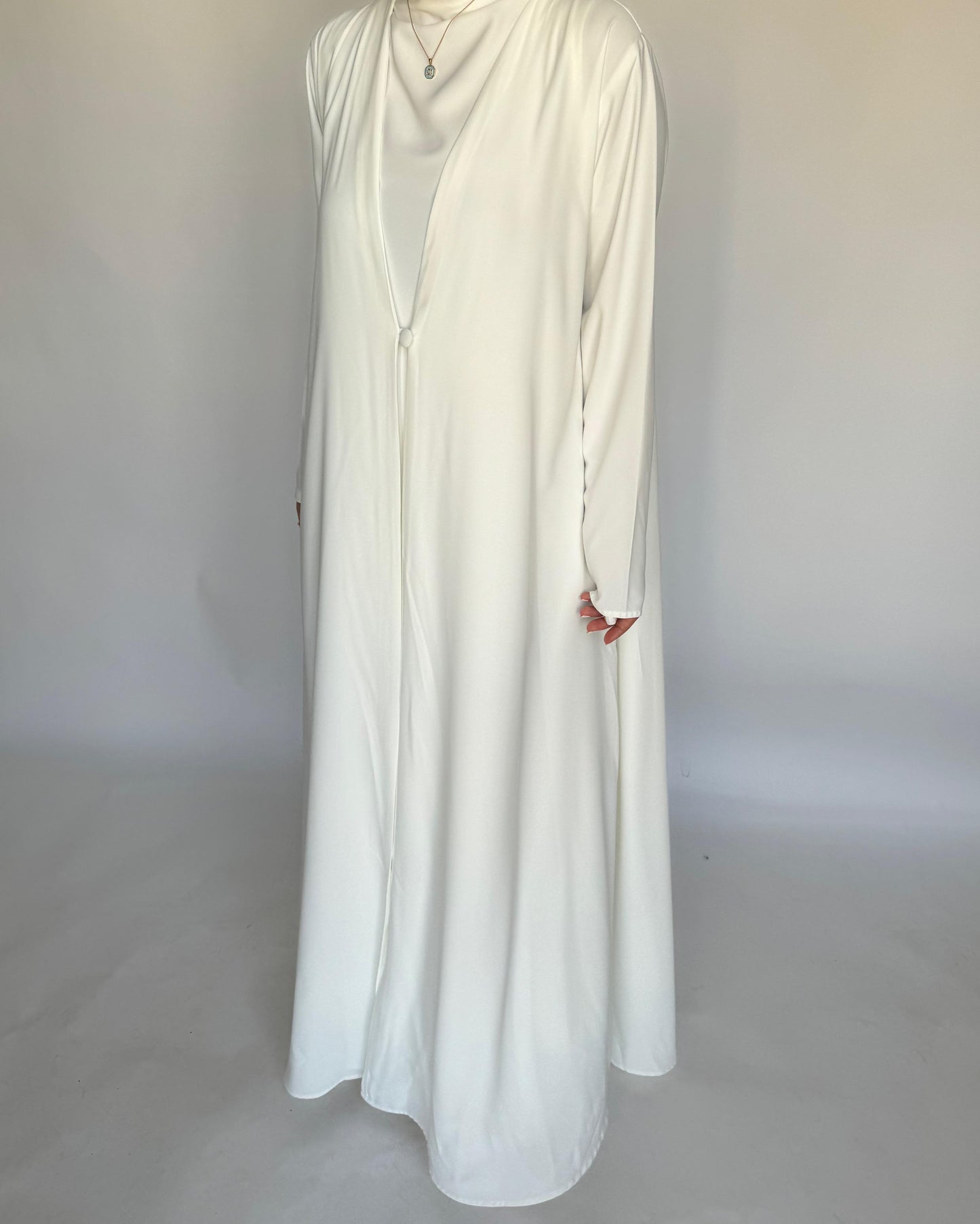 A409 - Off-White Daily Summery Abaya, Dress & Shaila