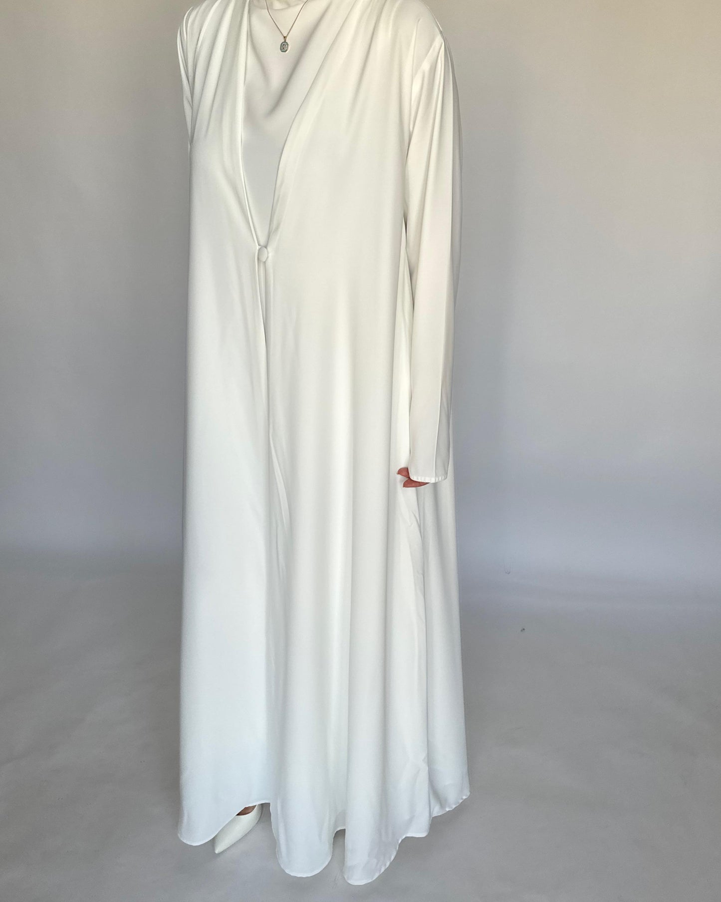 A409 - Off-White Daily Summery Abaya, Dress & Shaila