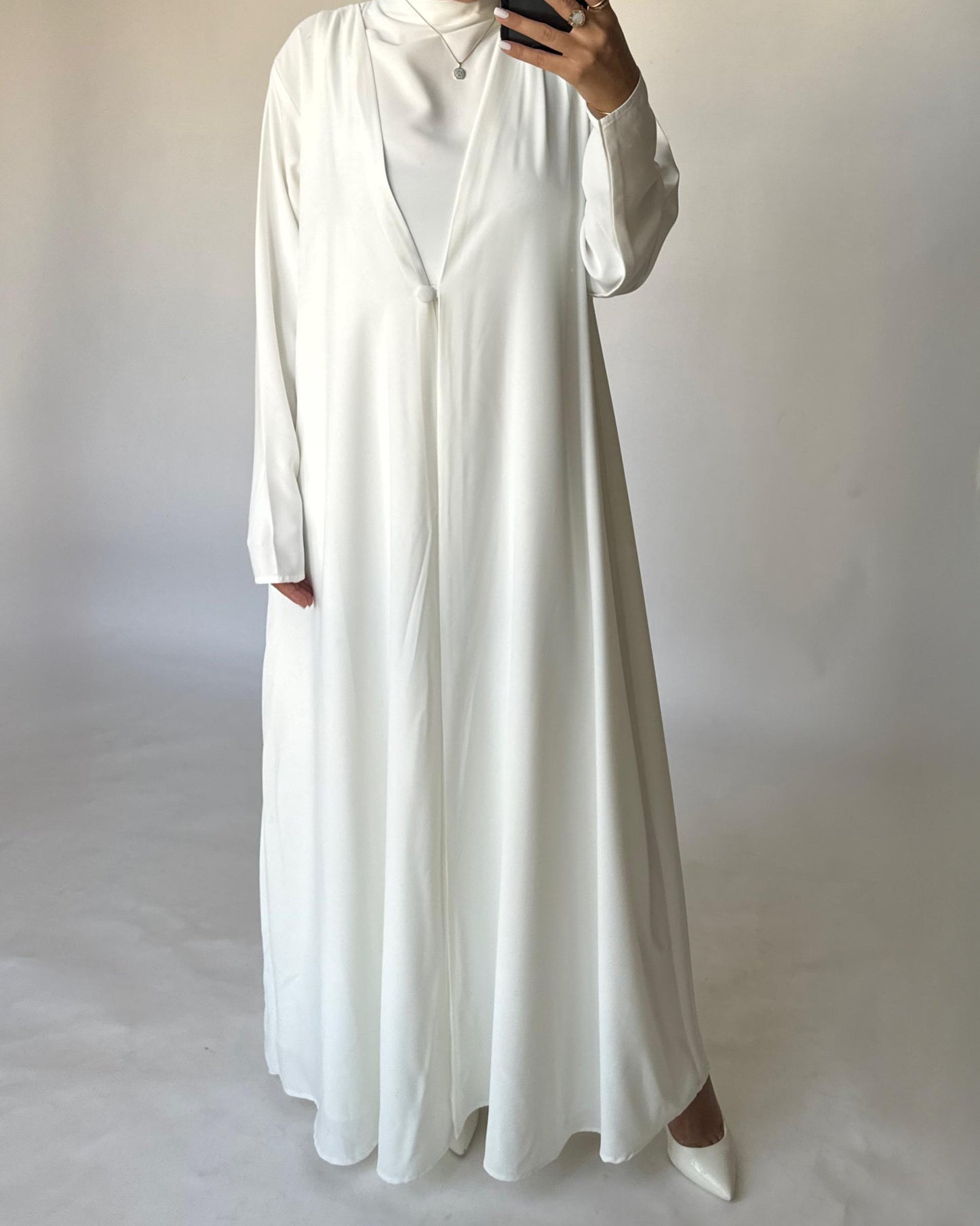 A409 - Off-White Daily Summery Abaya, Dress & Shaila