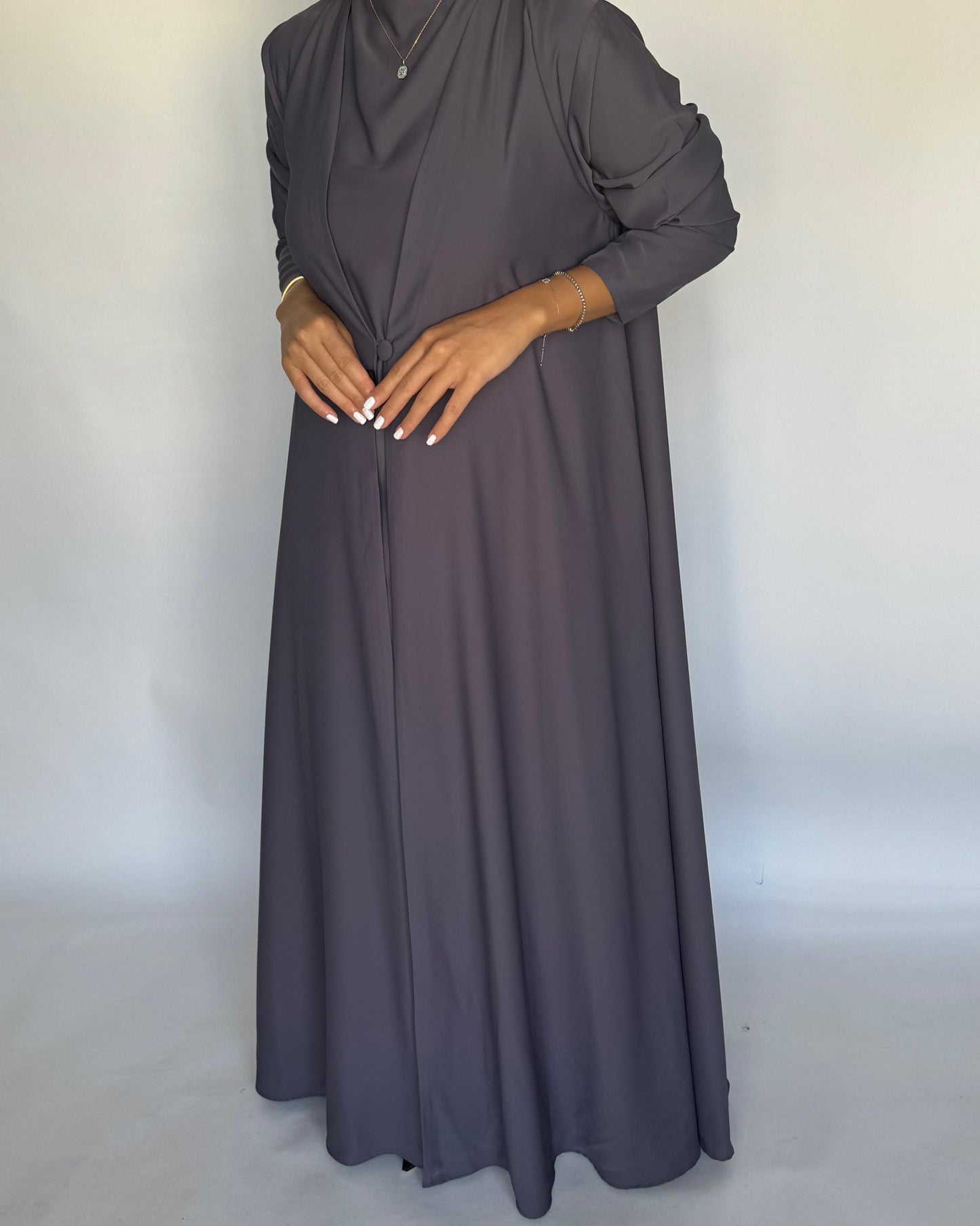 A406 - Gray Daily Summery Abaya, Dress & Shaila