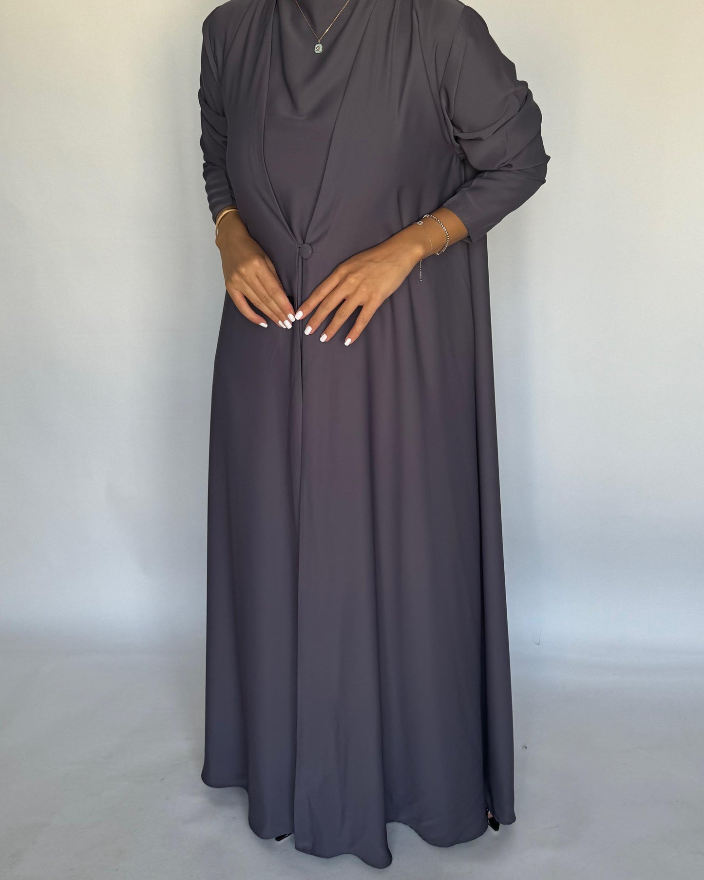 A406 - Gray Daily Summery Abaya, Dress & Shaila