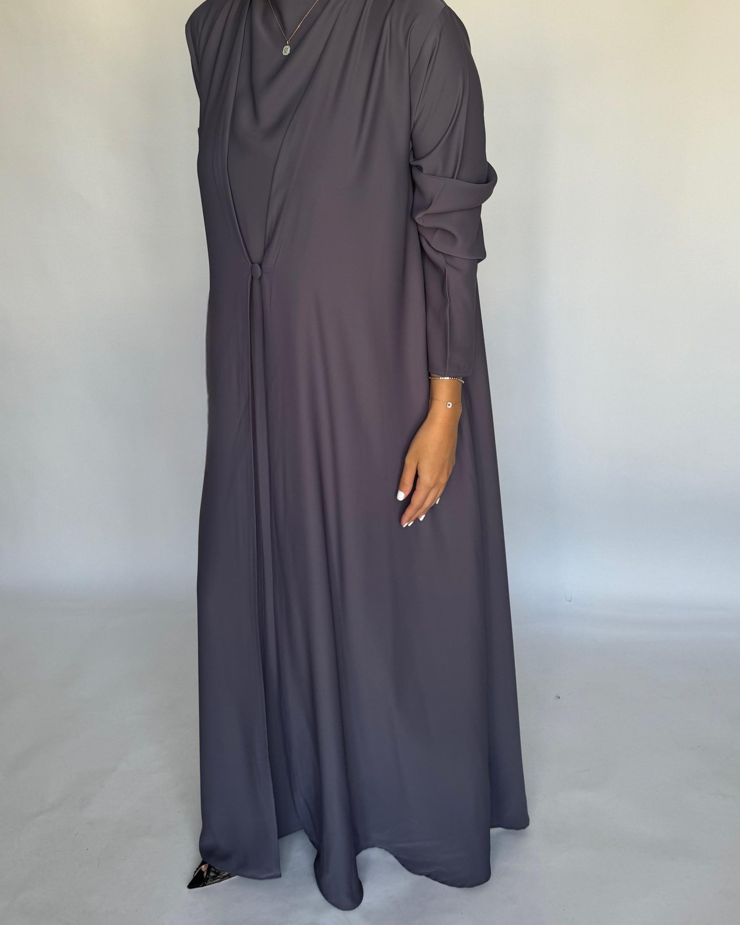 A406 - Gray Daily Summery Abaya, Dress & Shaila