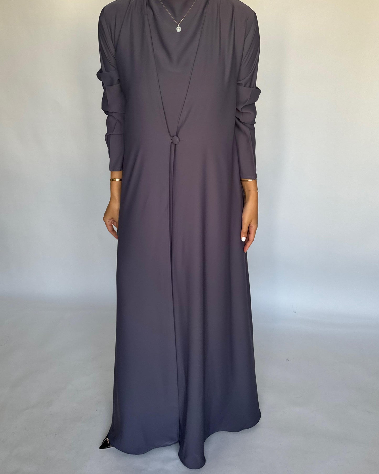 A406 - Gray Daily Summery Abaya, Dress & Shaila