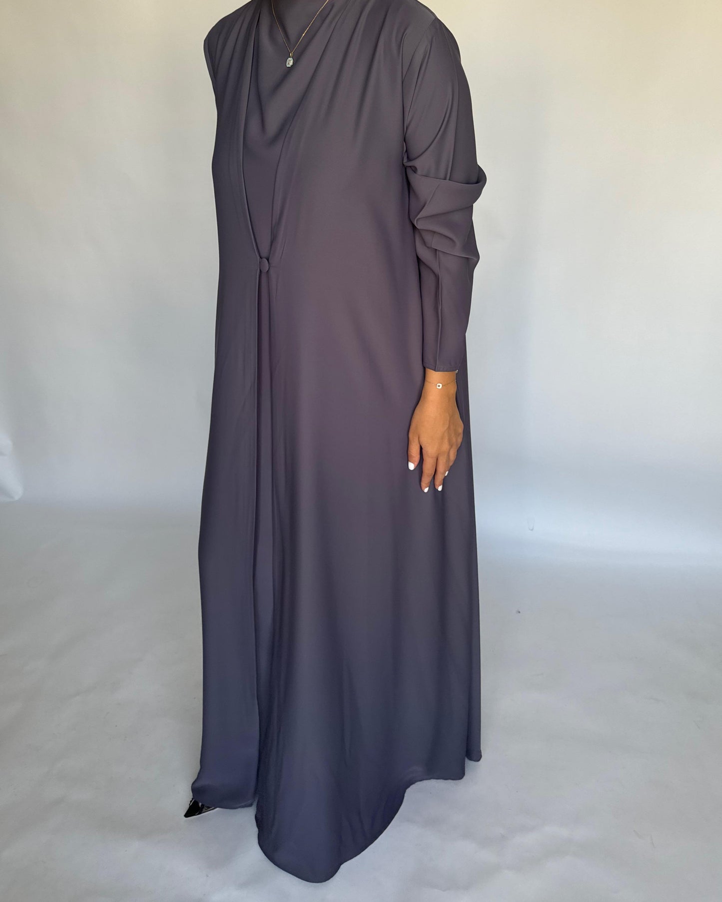 A406 - Gray Daily Summery Abaya, Dress & Shaila