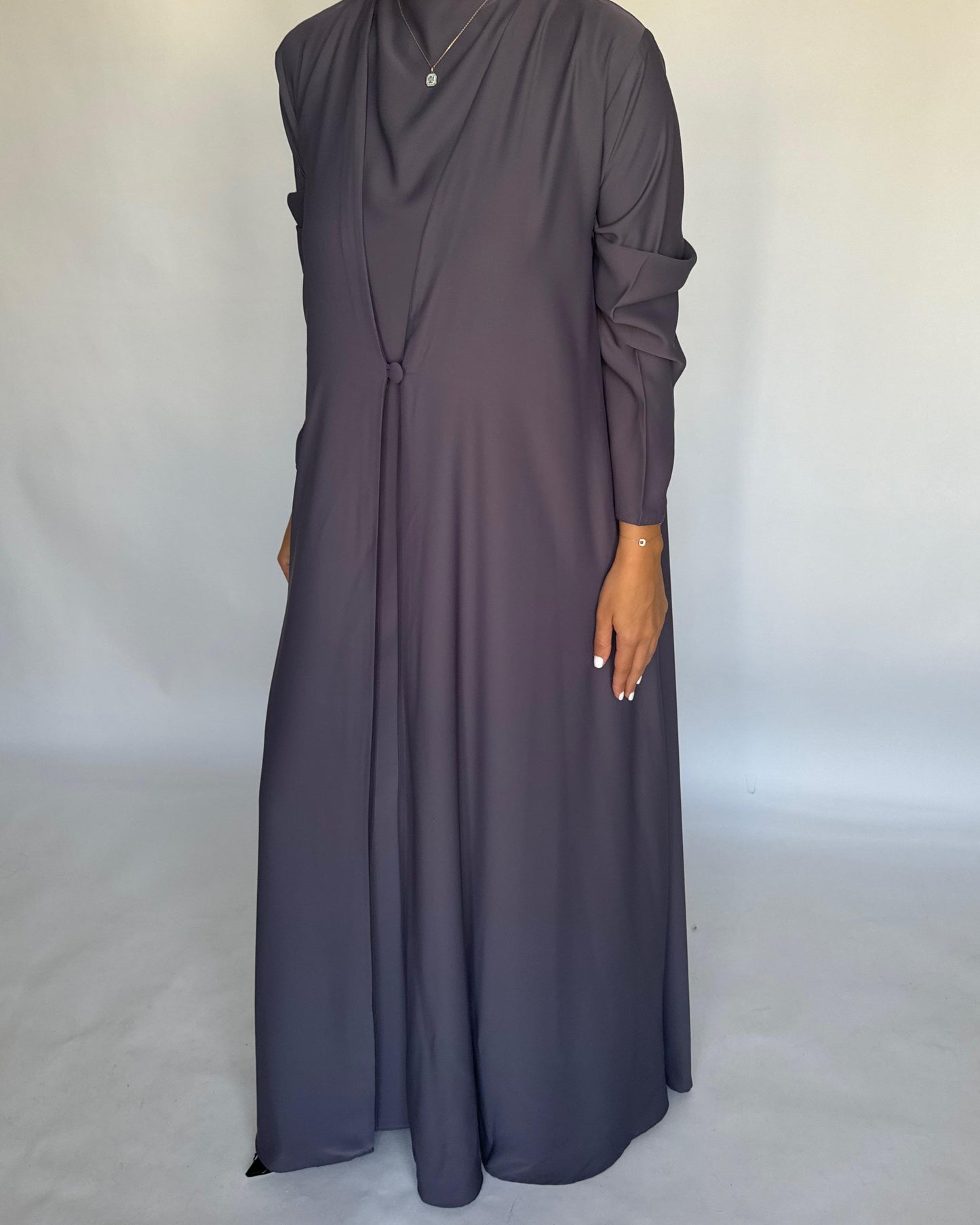 A406 - Gray Daily Summery Abaya, Dress & Shaila