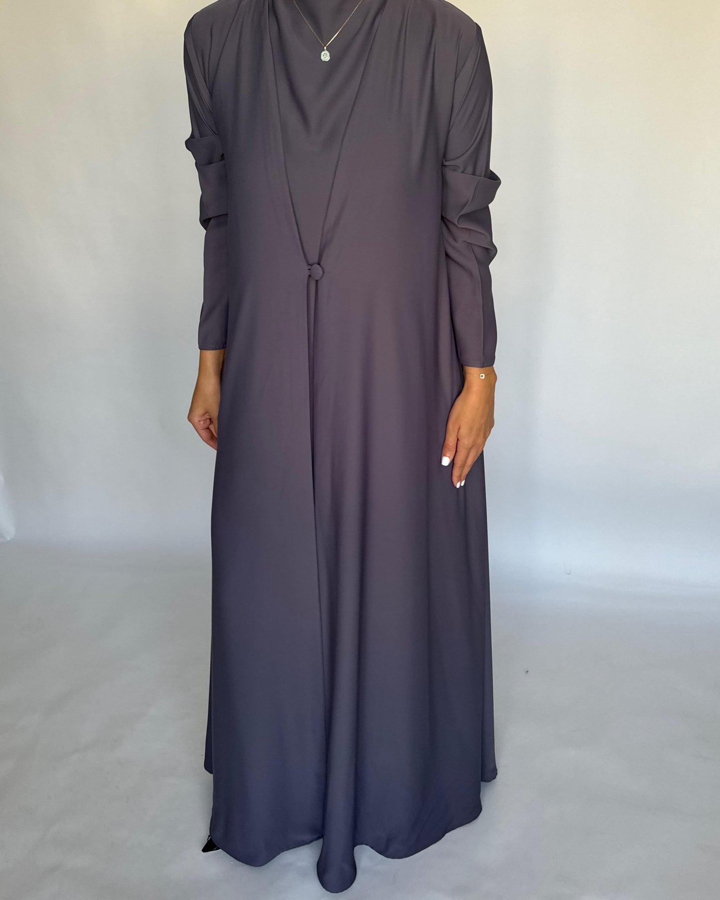 A406 - Gray Daily Summery Abaya, Dress & Shaila