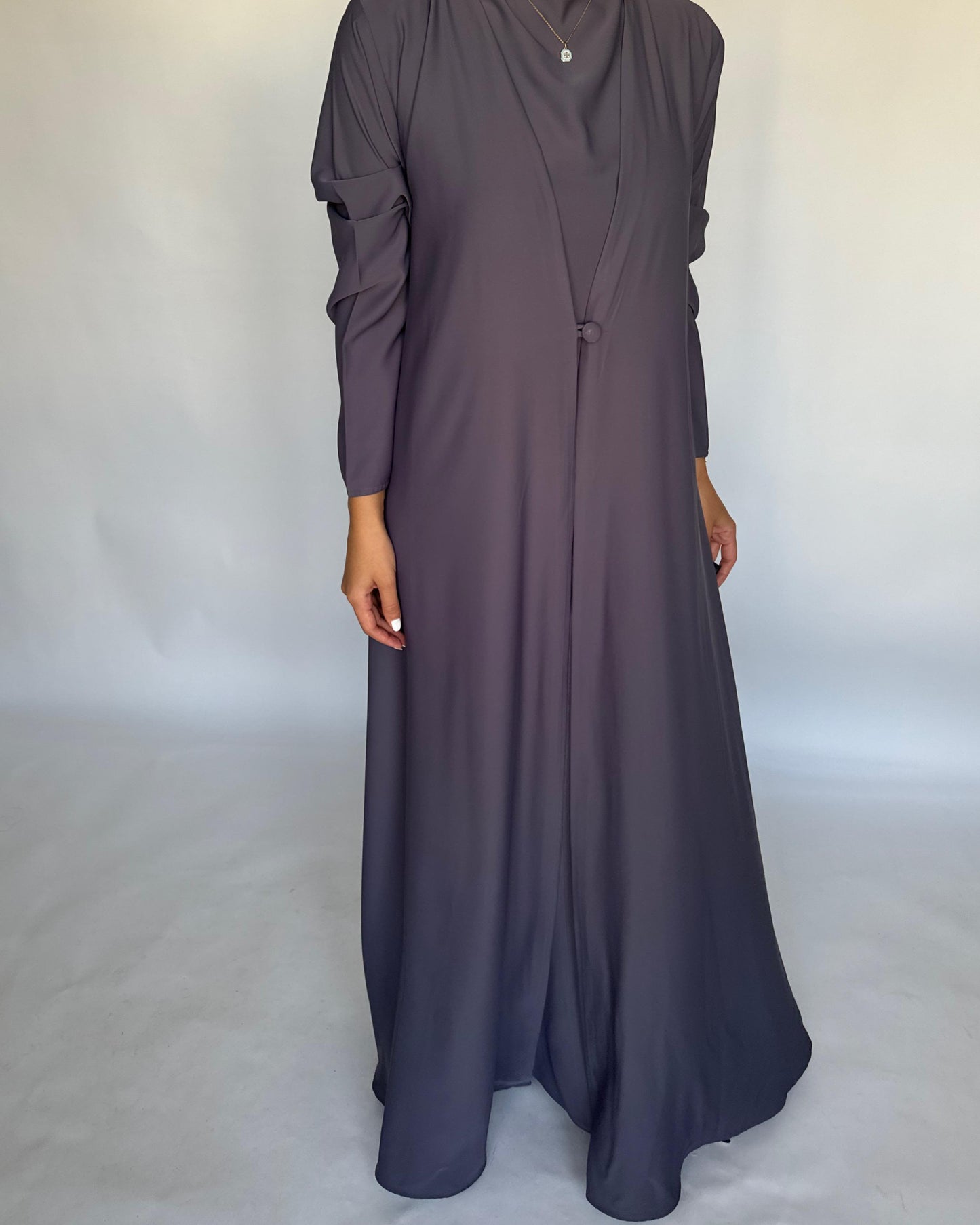 A406 - Gray Daily Summery Abaya, Dress & Shaila