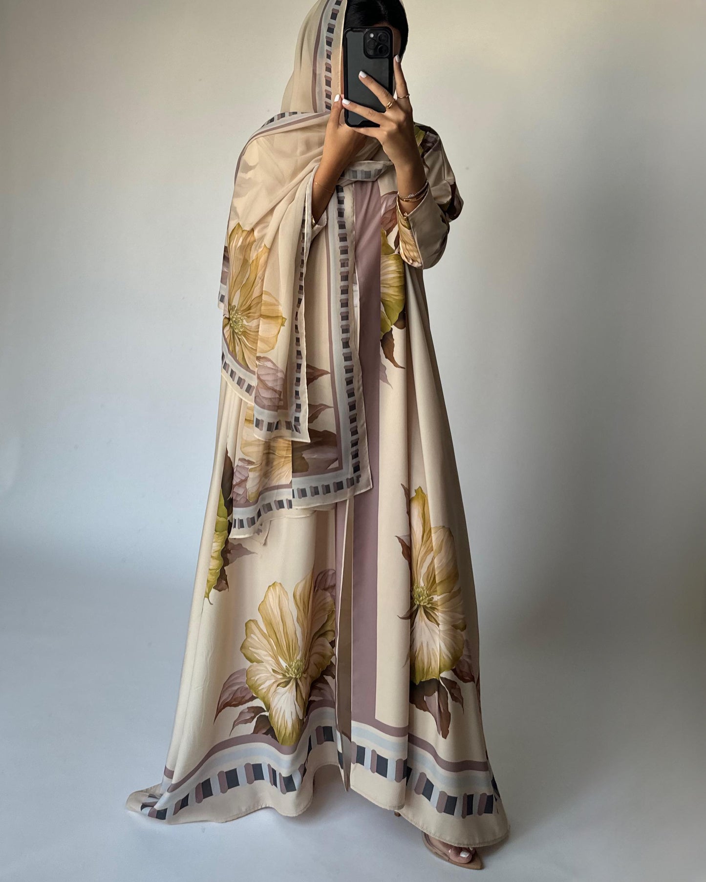 A425 - Butter Yellow A-Cut Flower Summery Daily Abaya