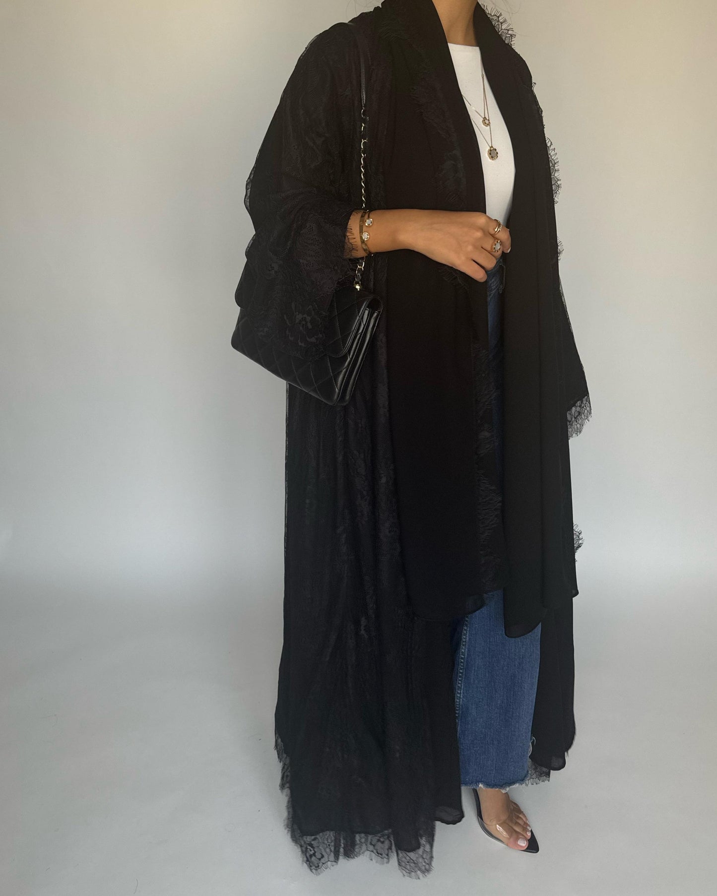 A433 - Black Lace Summery Abaya