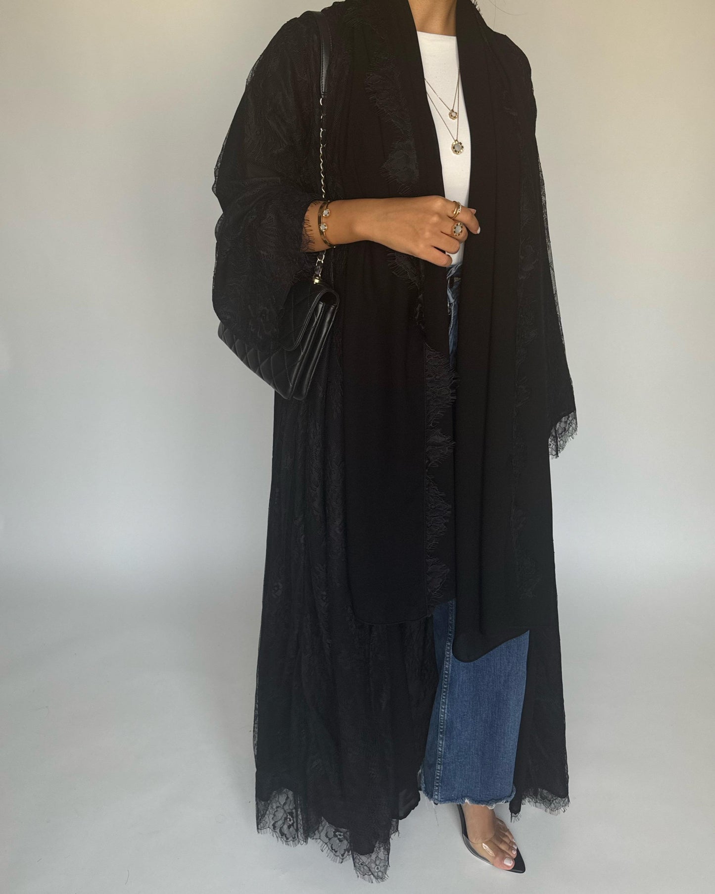 A433 - Black Lace Summery Abaya