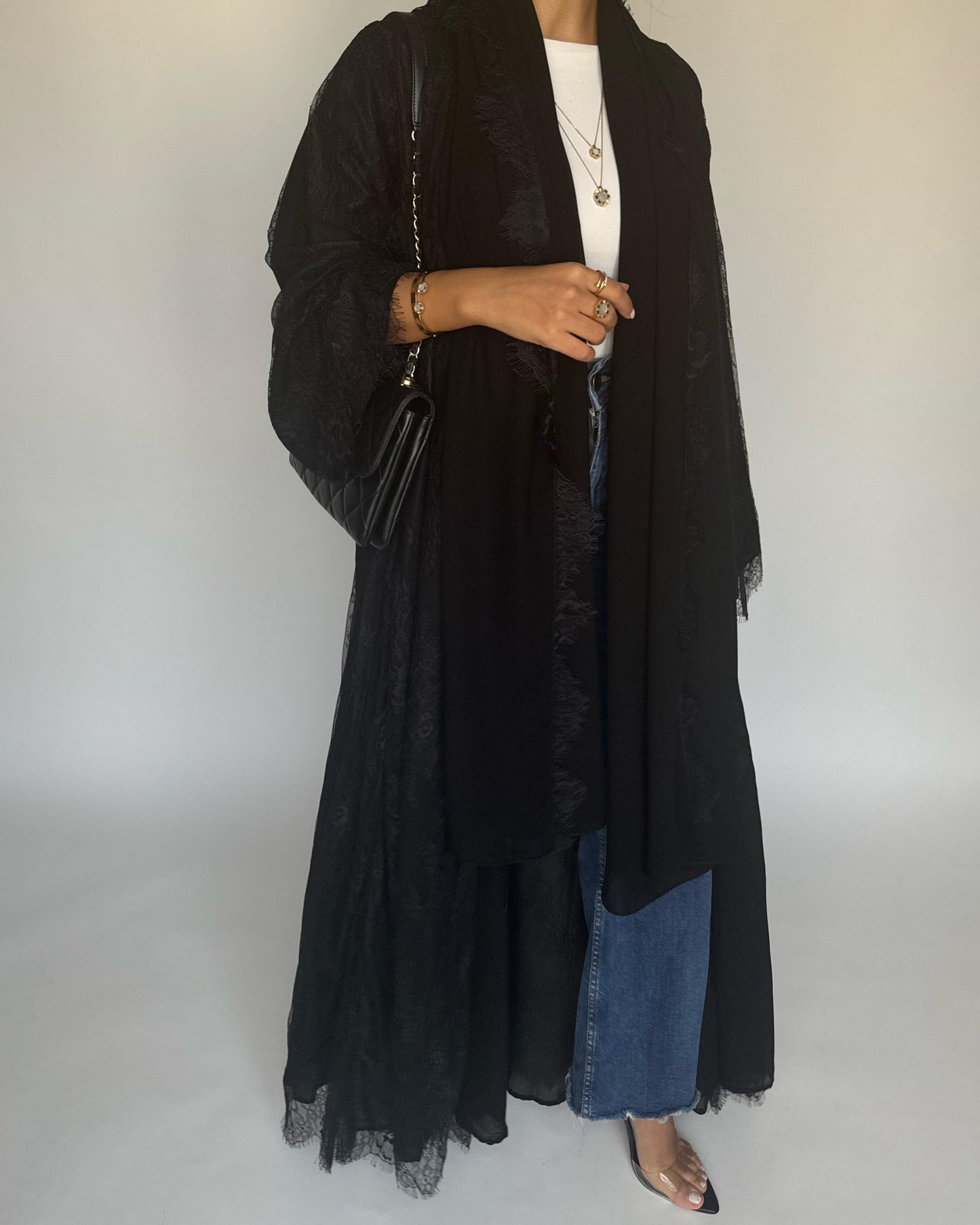 A433 - Black Lace Summery Abaya
