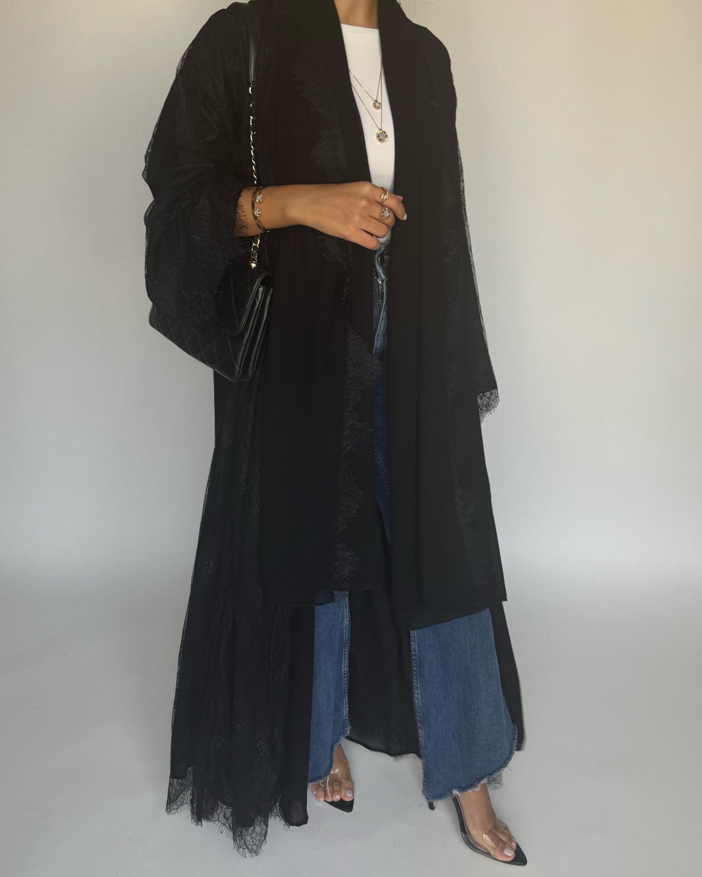 A433 - Black Lace Summery Abaya