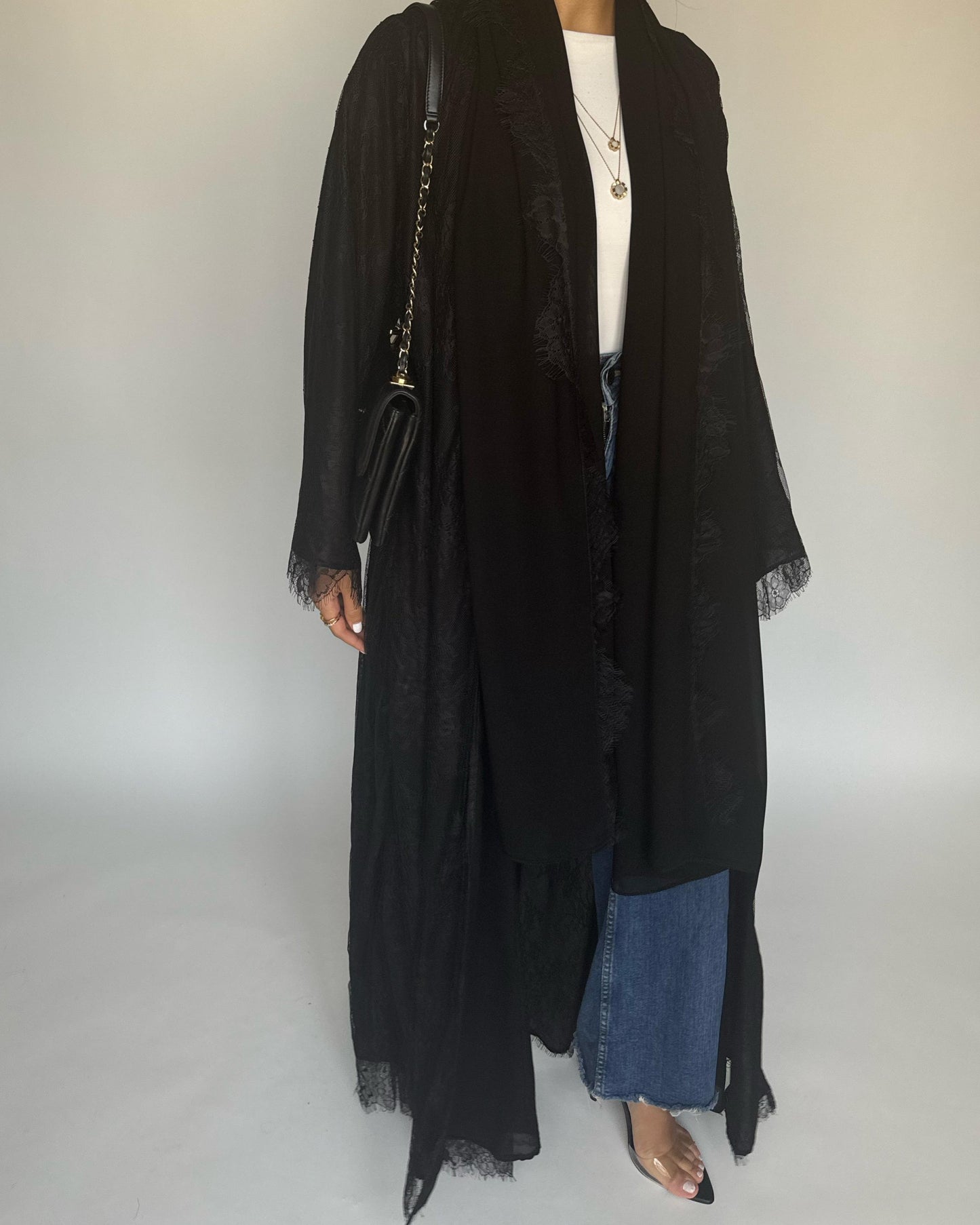 A433 - Black Lace Summery Abaya