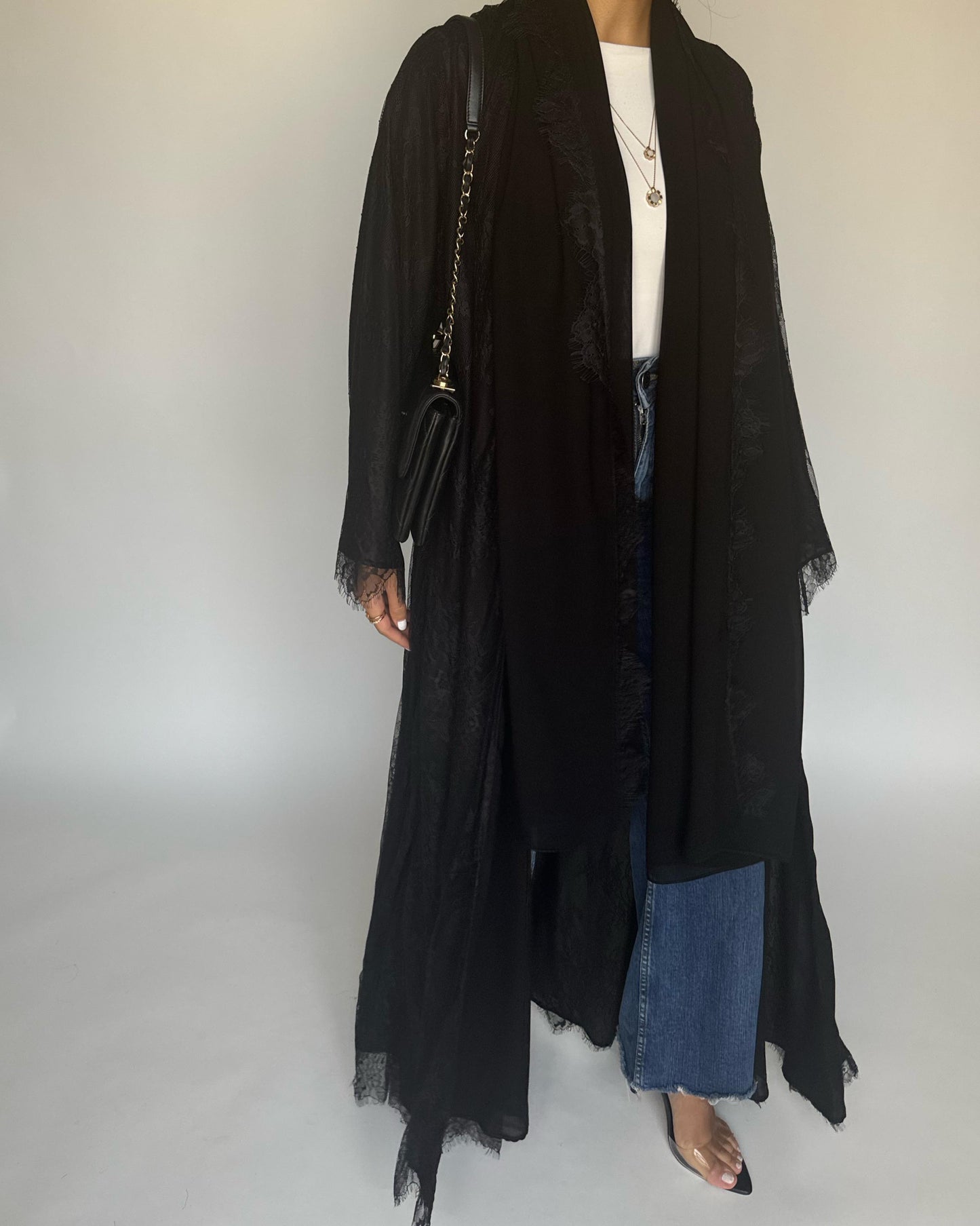 A433 - Black Lace Summery Abaya