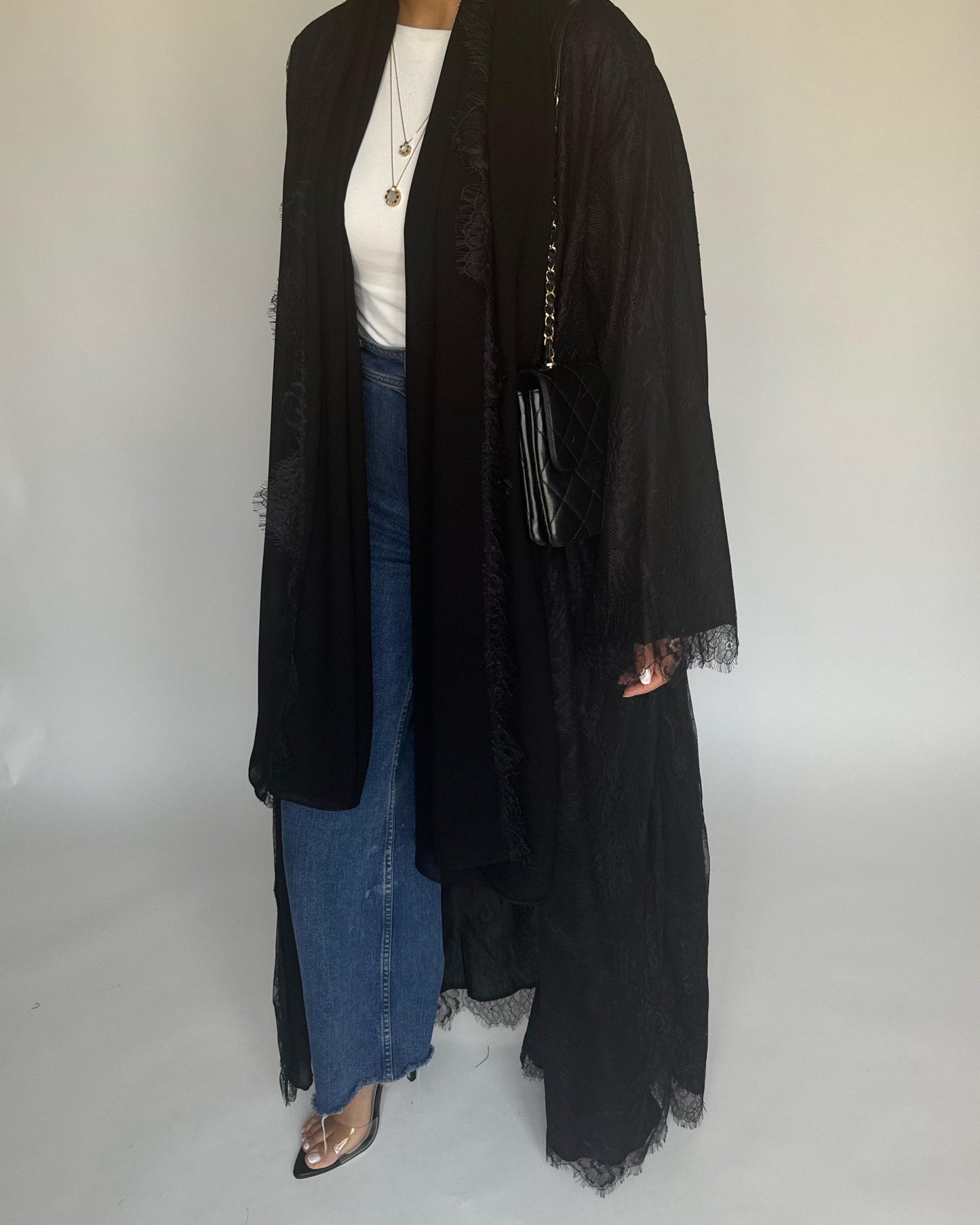 A433 - Black Lace Summery Abaya