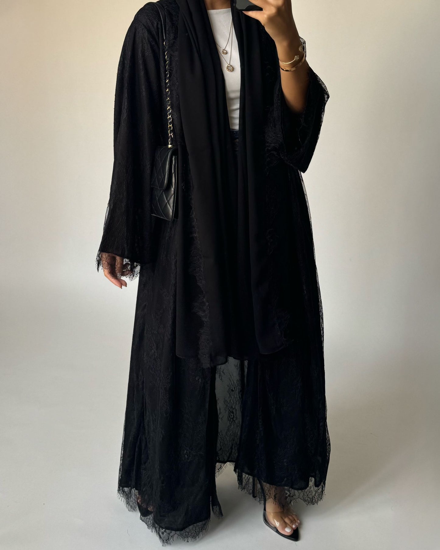 A433 - Black Lace Summery Abaya