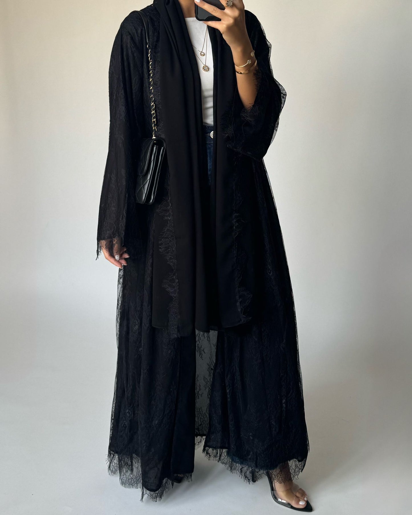 A433 - Black Lace Summery Abaya