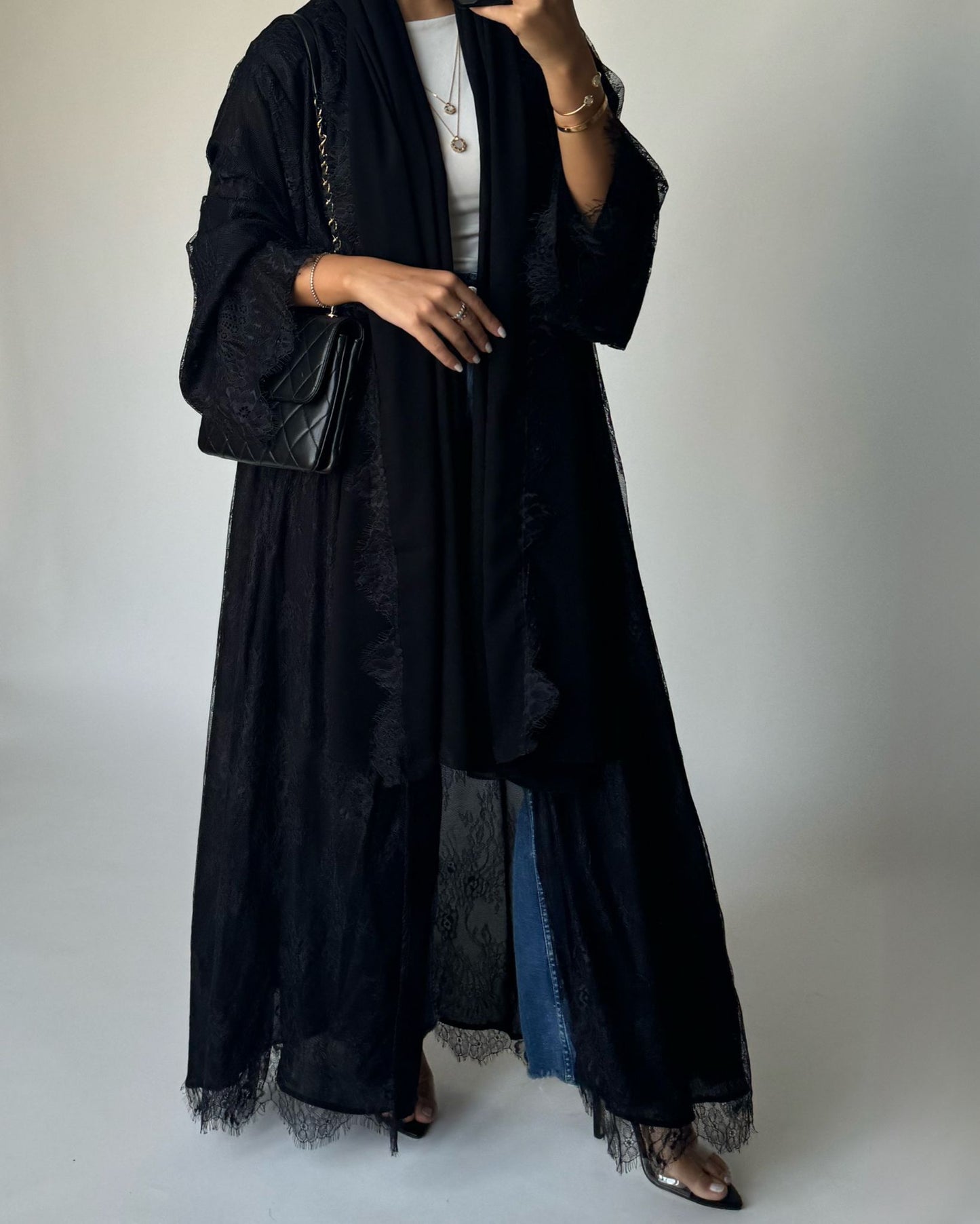 A433 - Black Lace Summery Abaya