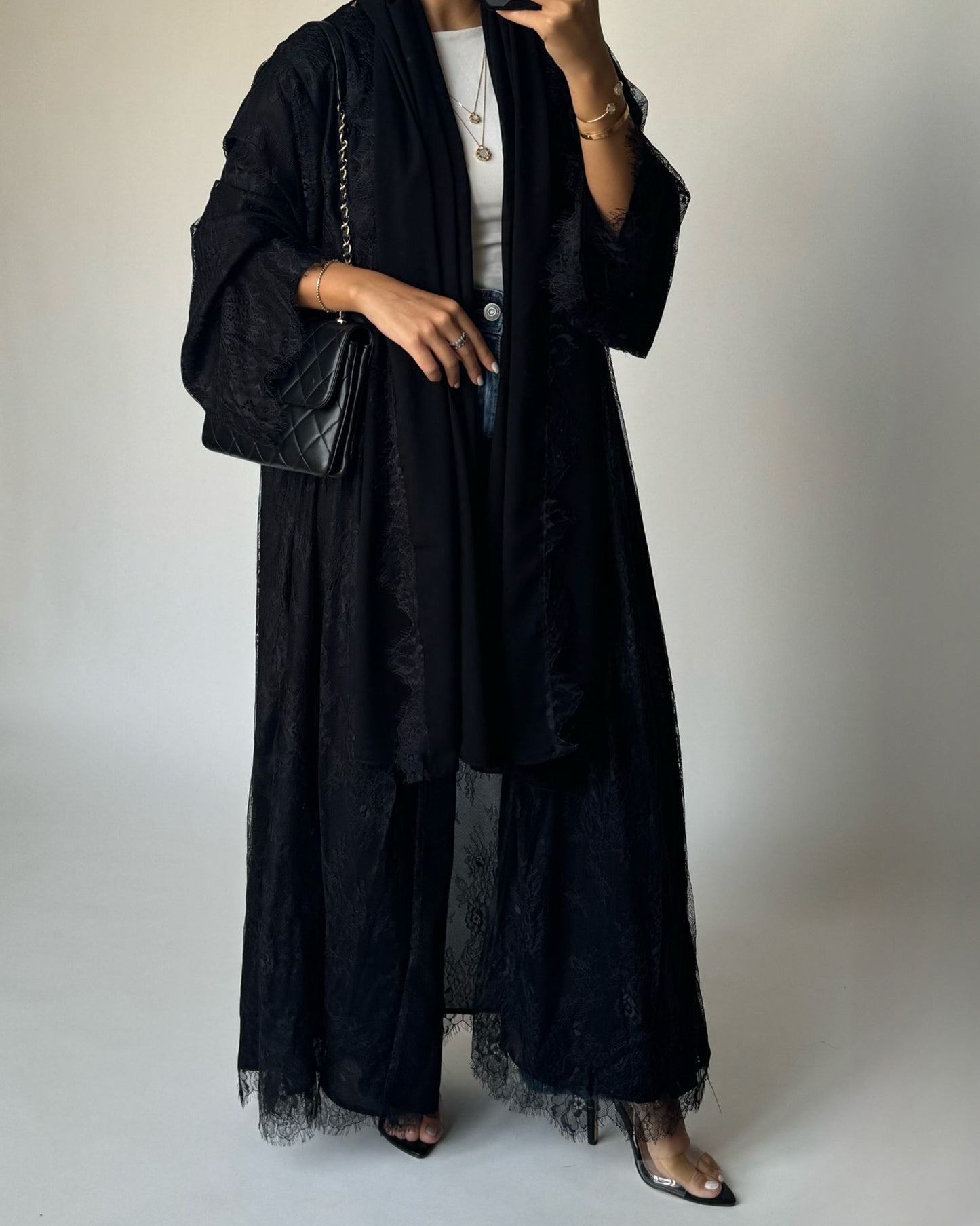 A433 - Black Lace Summery Abaya